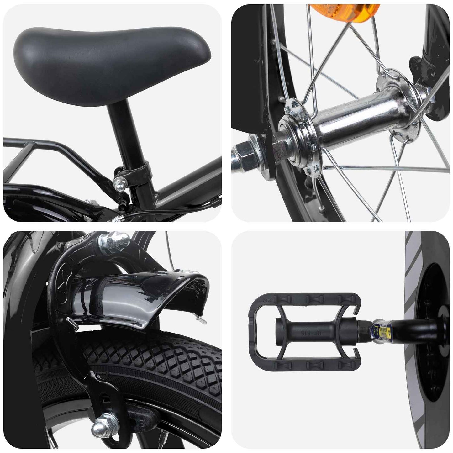Kids Bike 12 Inches for 2-4 Years Old Black