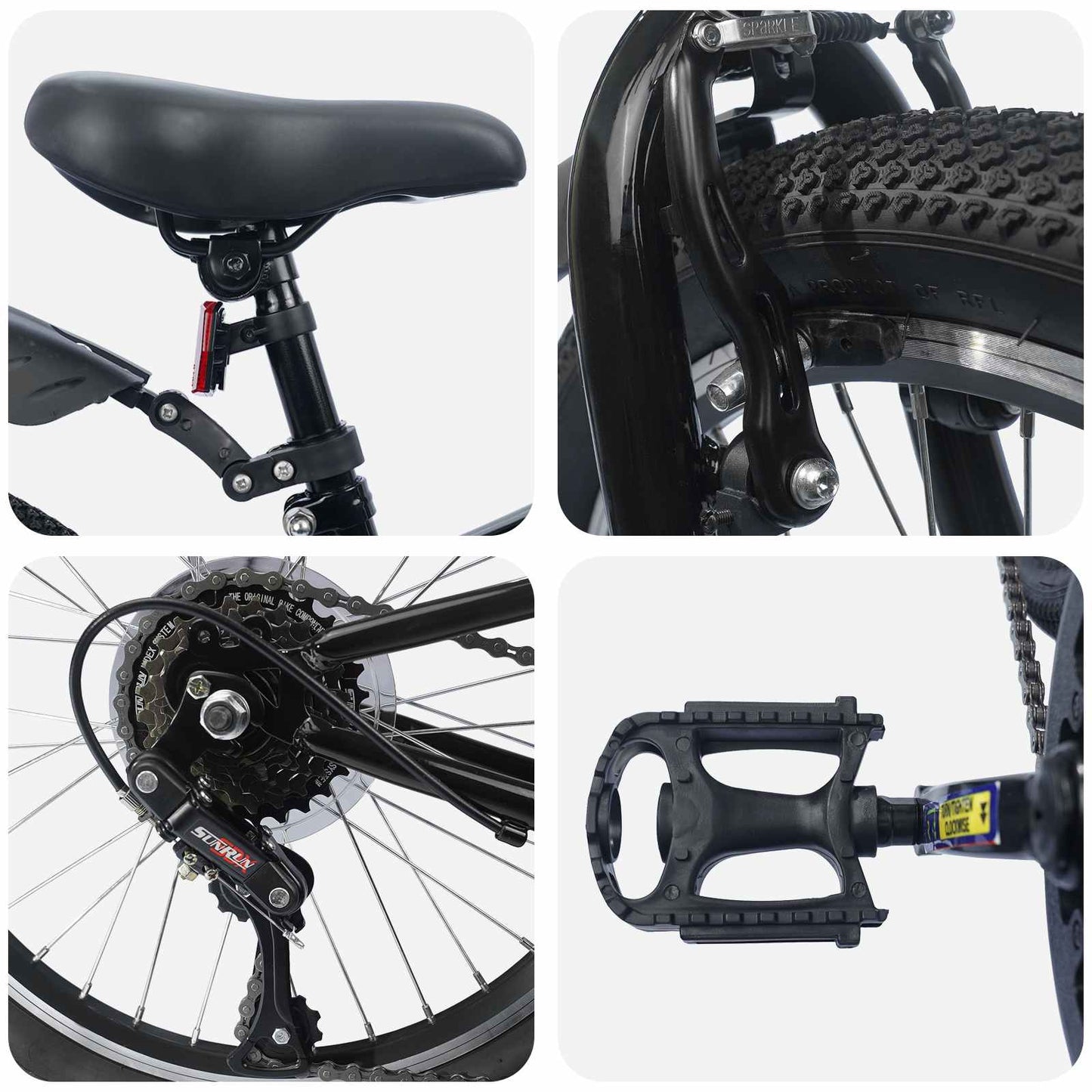 Kids Bike 20'' 6-Speed for 6-11 Years Old Black