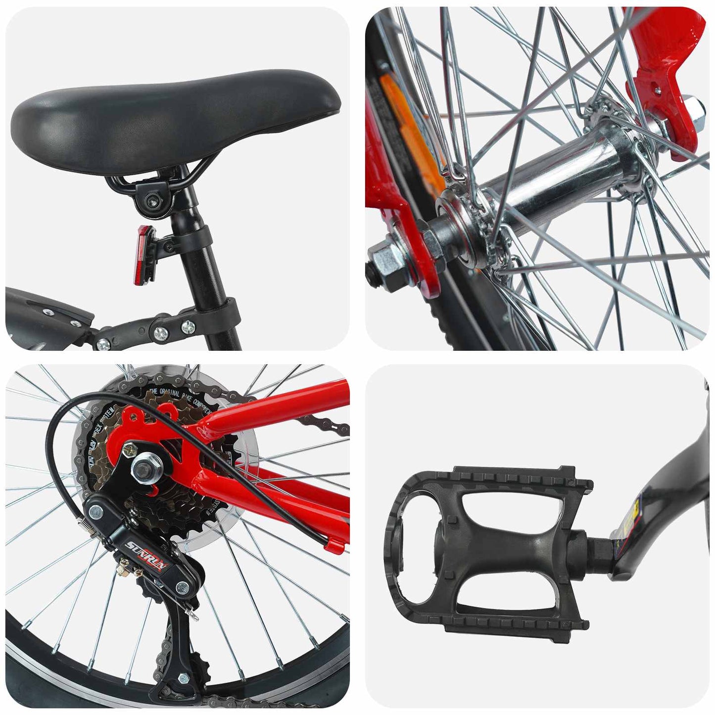 Kids Bike 20'' 6-Speed for 6-11 Years Old Red