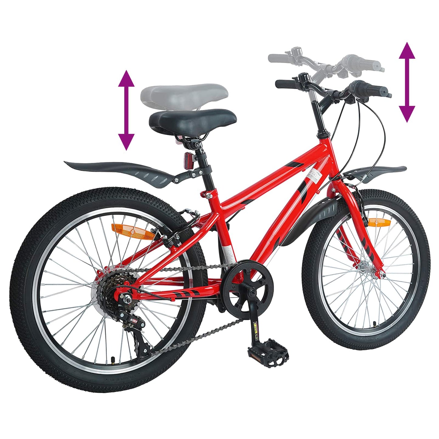 Kids Bike 20'' 6-Speed for 6-11 Years Old Red