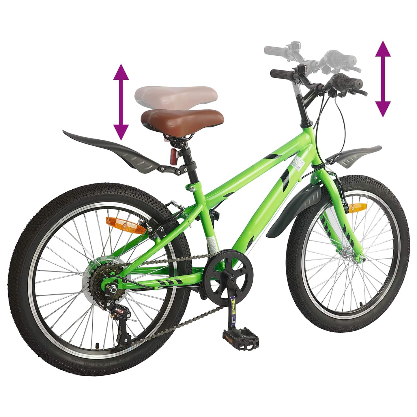 Kids Bike 20'' 6-Speed for 6-11 Years Old Green