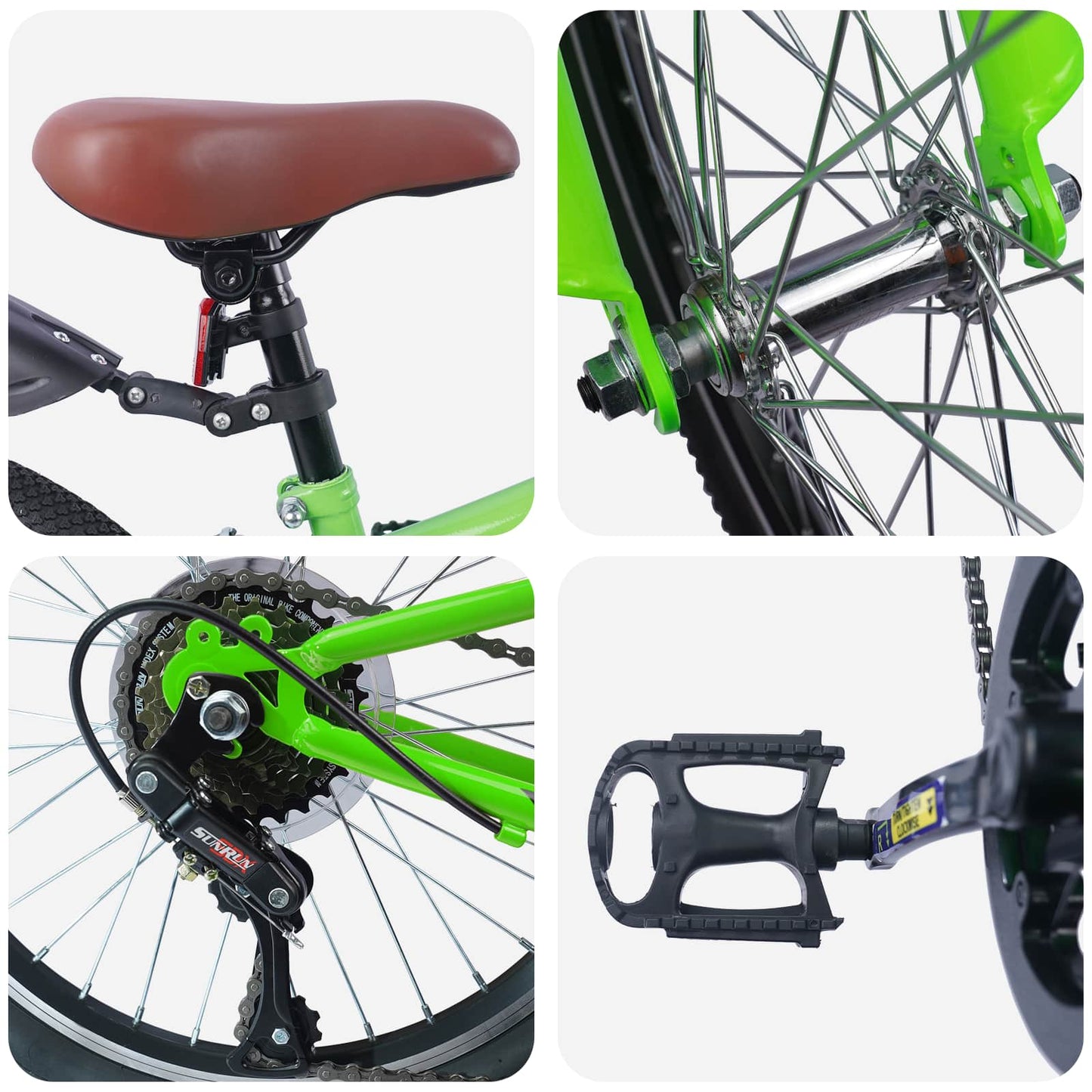 Kids Bike 24'' 6-Speed for 8-12 Years Old Green