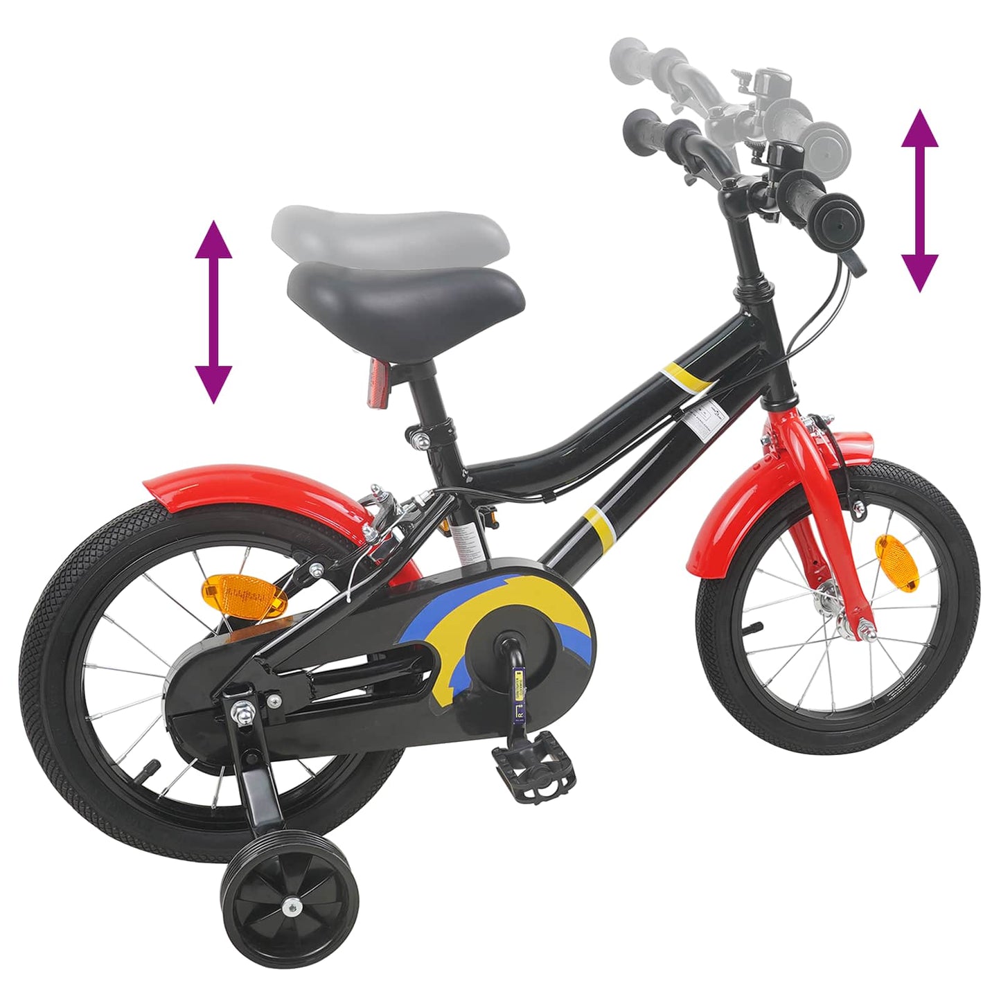 Kids Bike 14 Inches for 3-5 Years Old Black Red