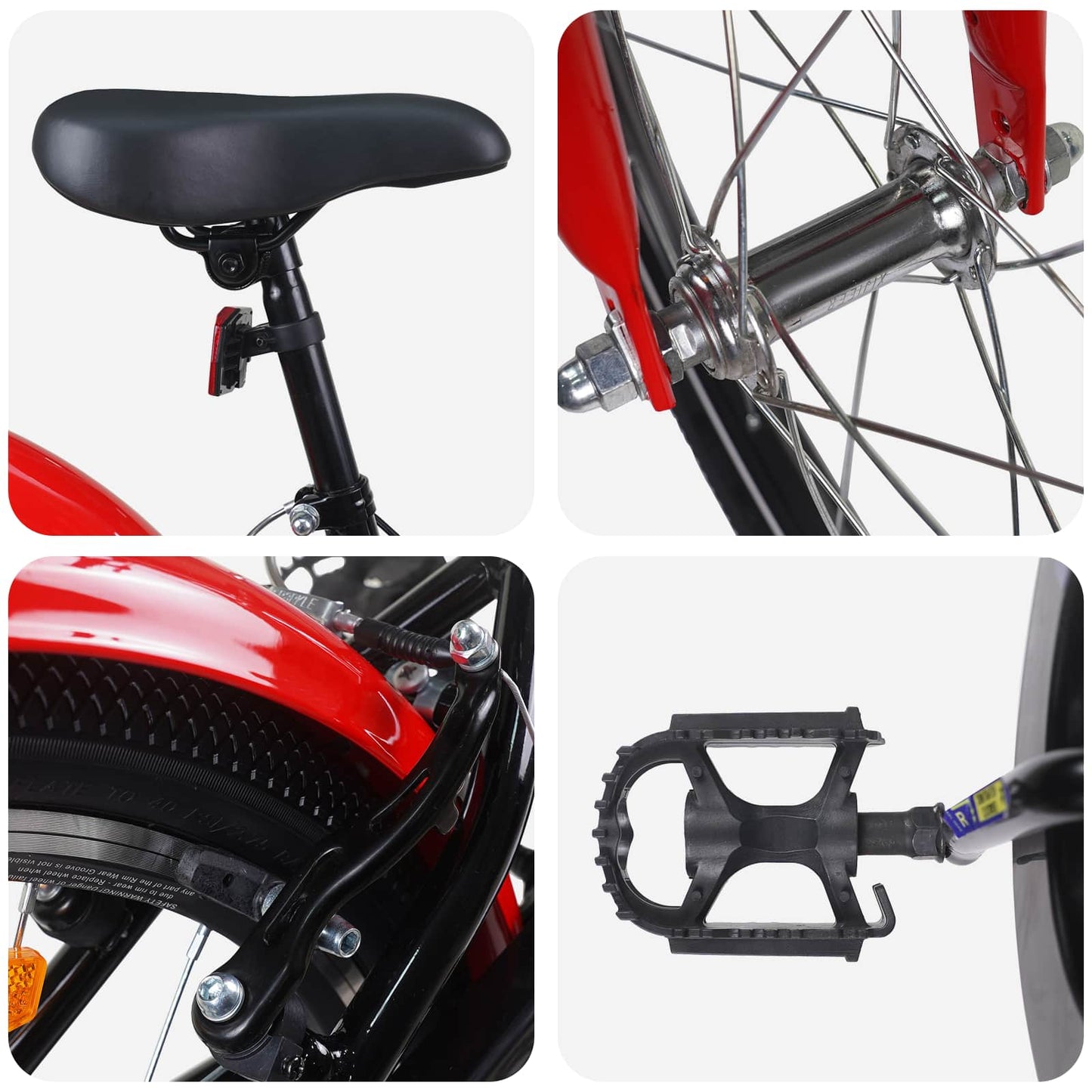 Kids Bike 20 Inches for 6-11 Years Old Black Red