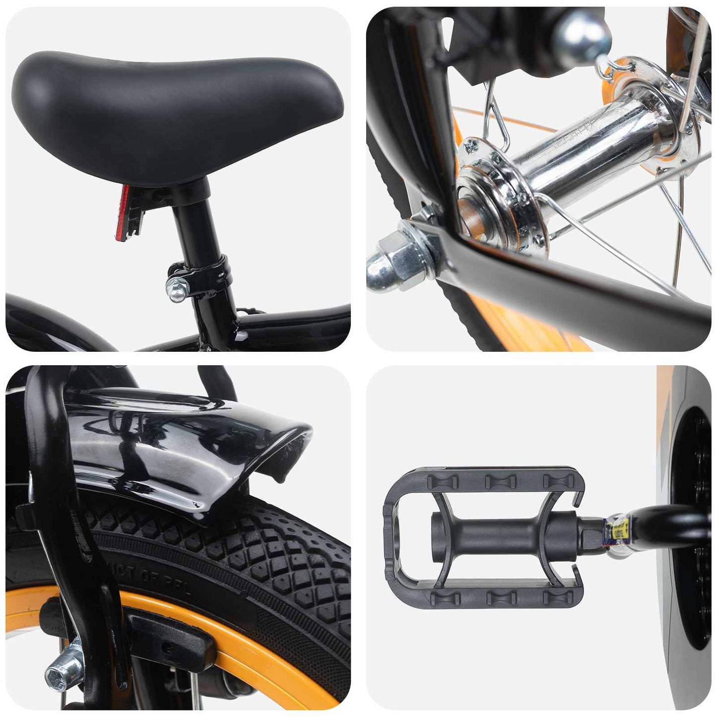 Kids Bike 12 Inches for 2-4 Years Old Orange Black