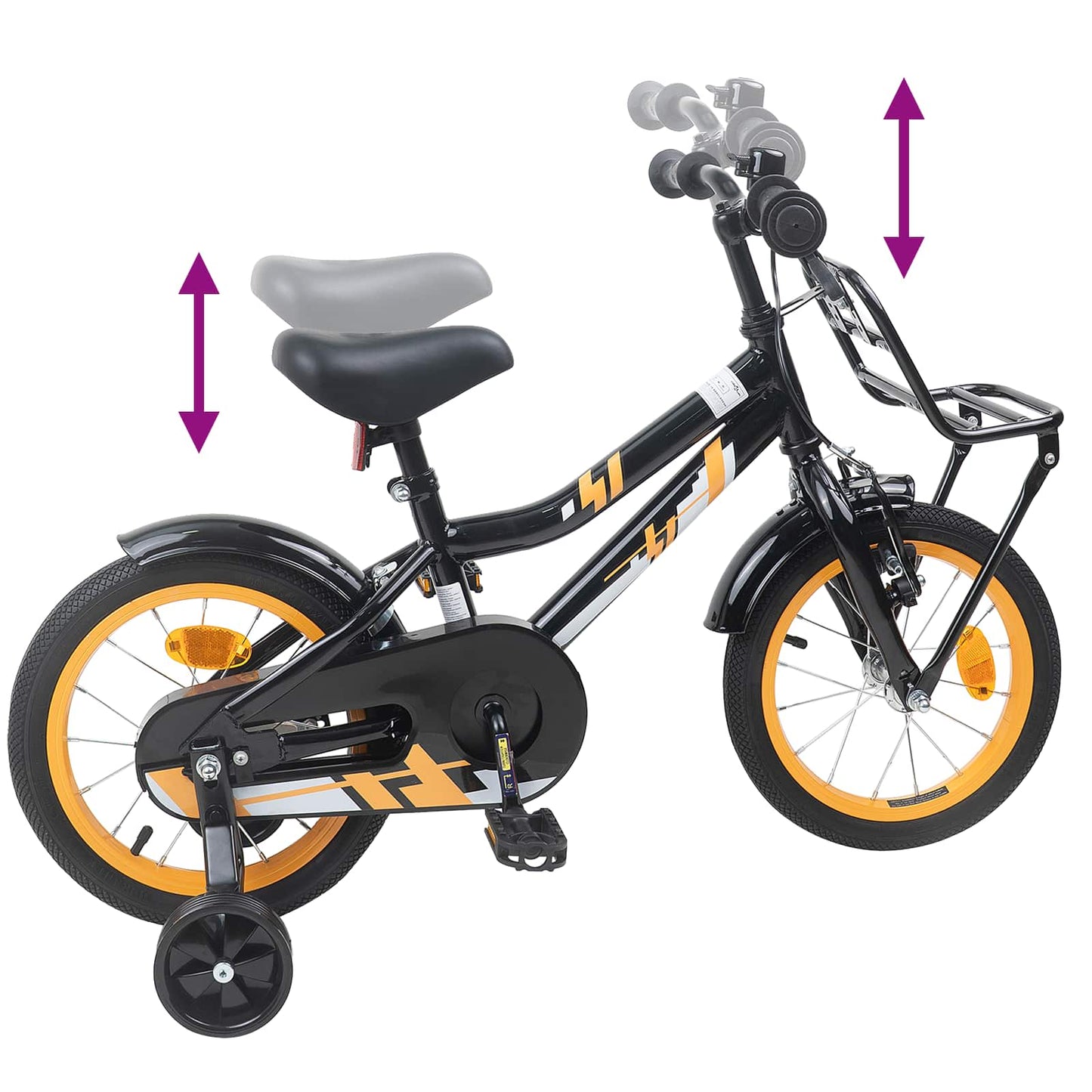 Kids Bike 14 Inches for 3-5 Years Old Orange and Black