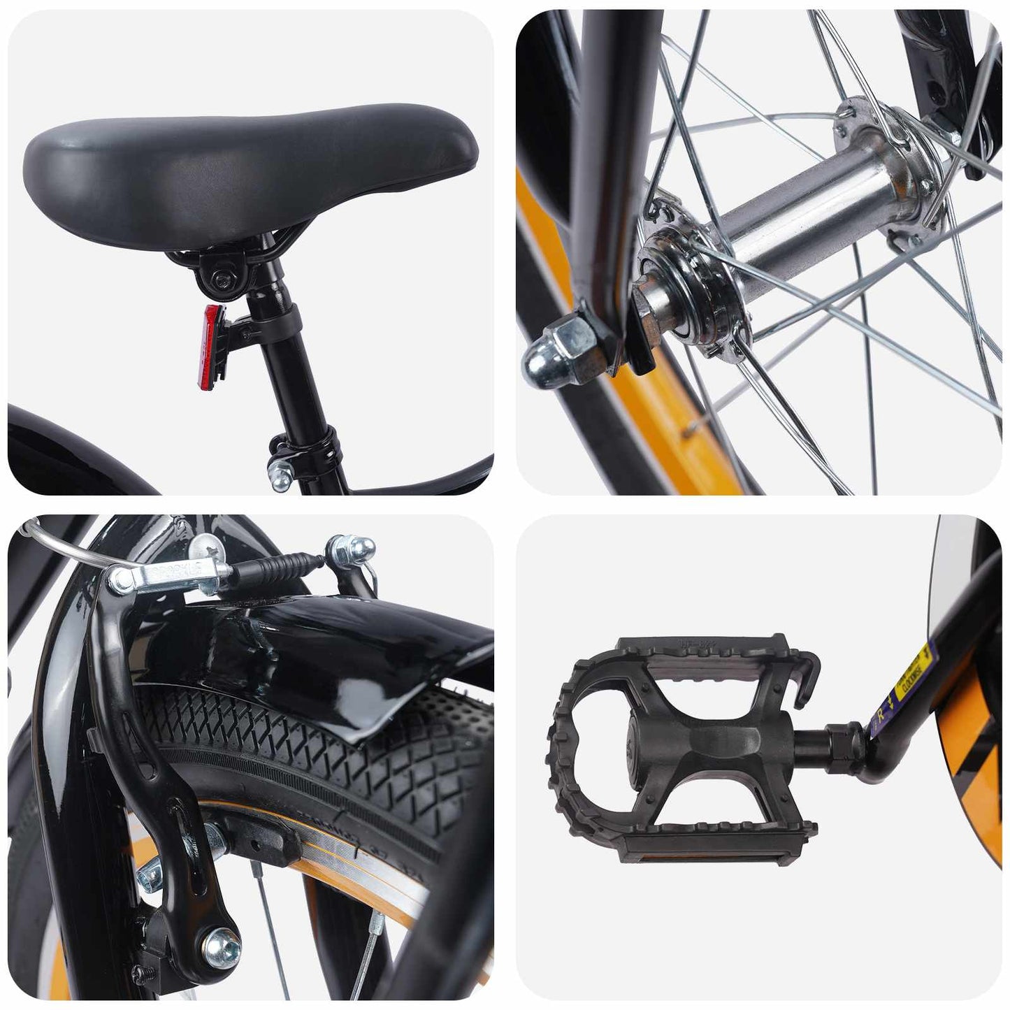Kids Bike 20 Inches for 6-11 Years Old Orange Black