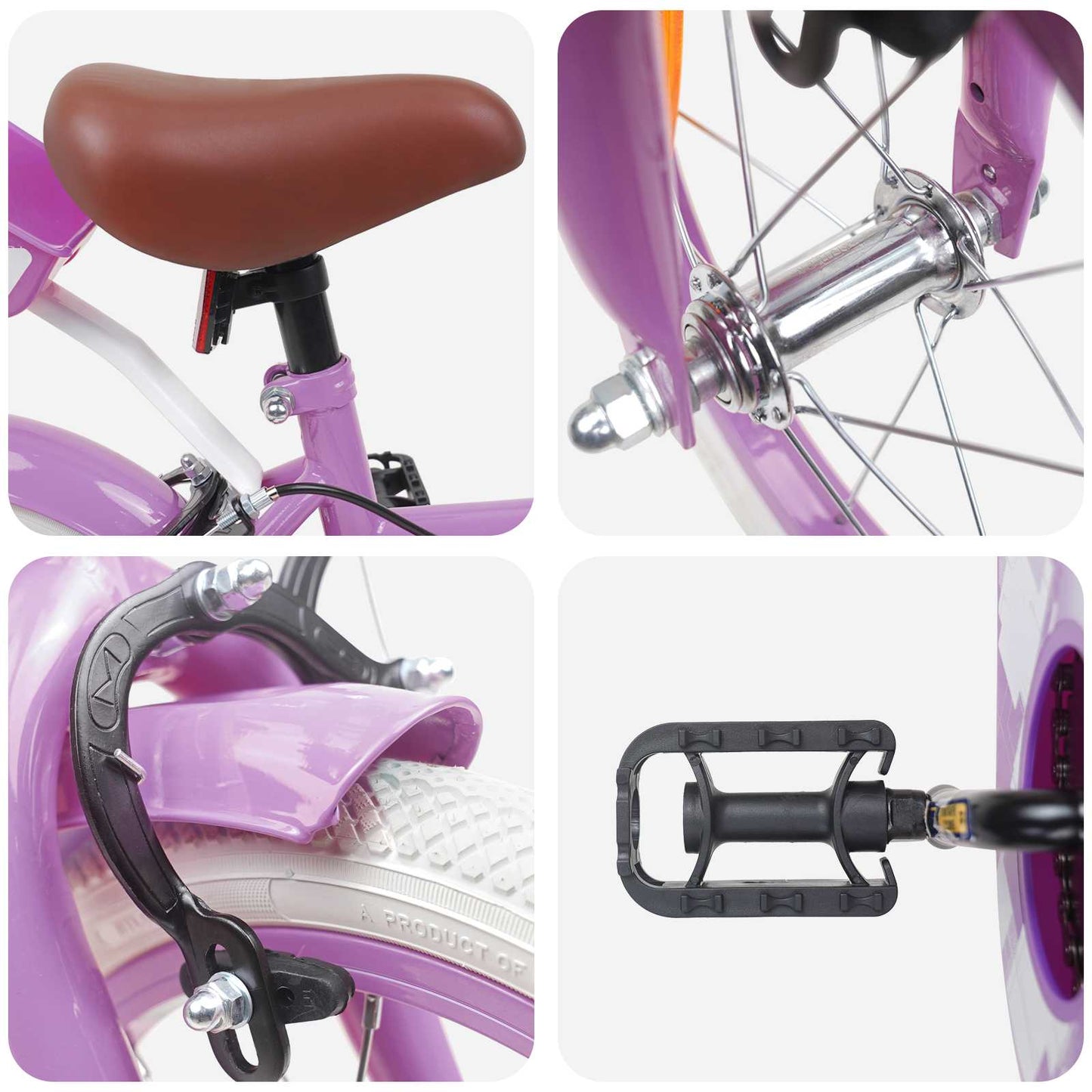 Kids Bike 12 Inches for 2-4 Years Old Purple