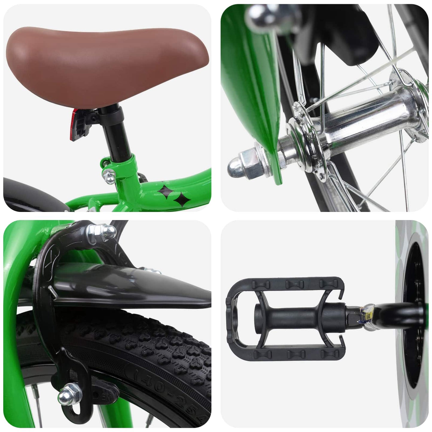 Kids Bike 14 Inches for 3-5 Years Old Green