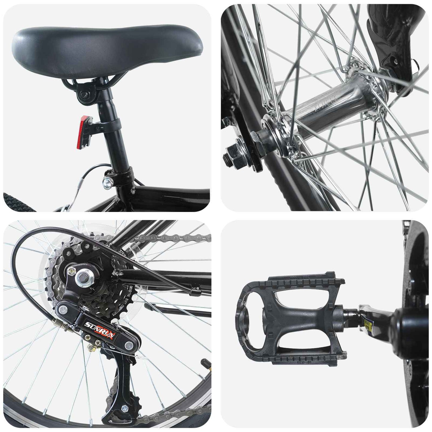 Kids Bike 20'' 6-Speed for 6-11 Years Old Black