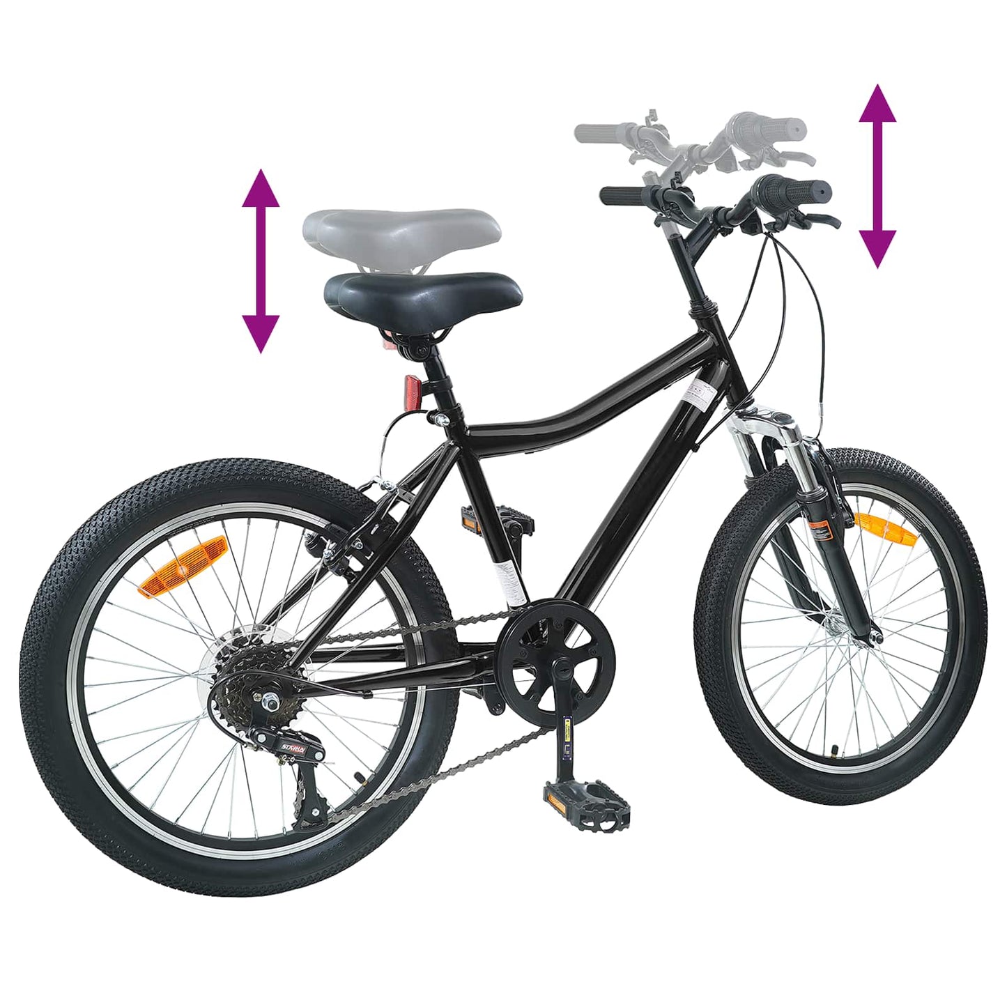 Kids Bike 20'' 6-Speed for 6-11 Years Old Black
