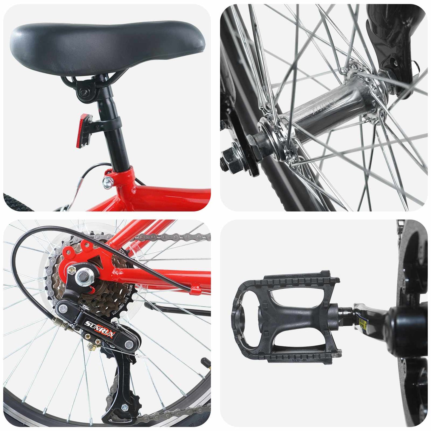 Kids Bike 20'' 6-Speed for 6-11 Years Old Red