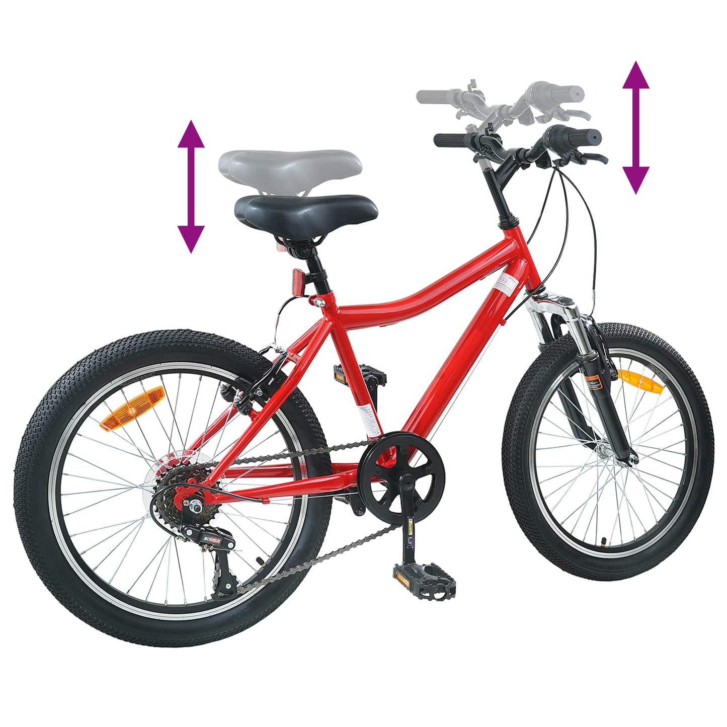 Kids Bike 24'' 6-Speed for 8-12 Years Old Red