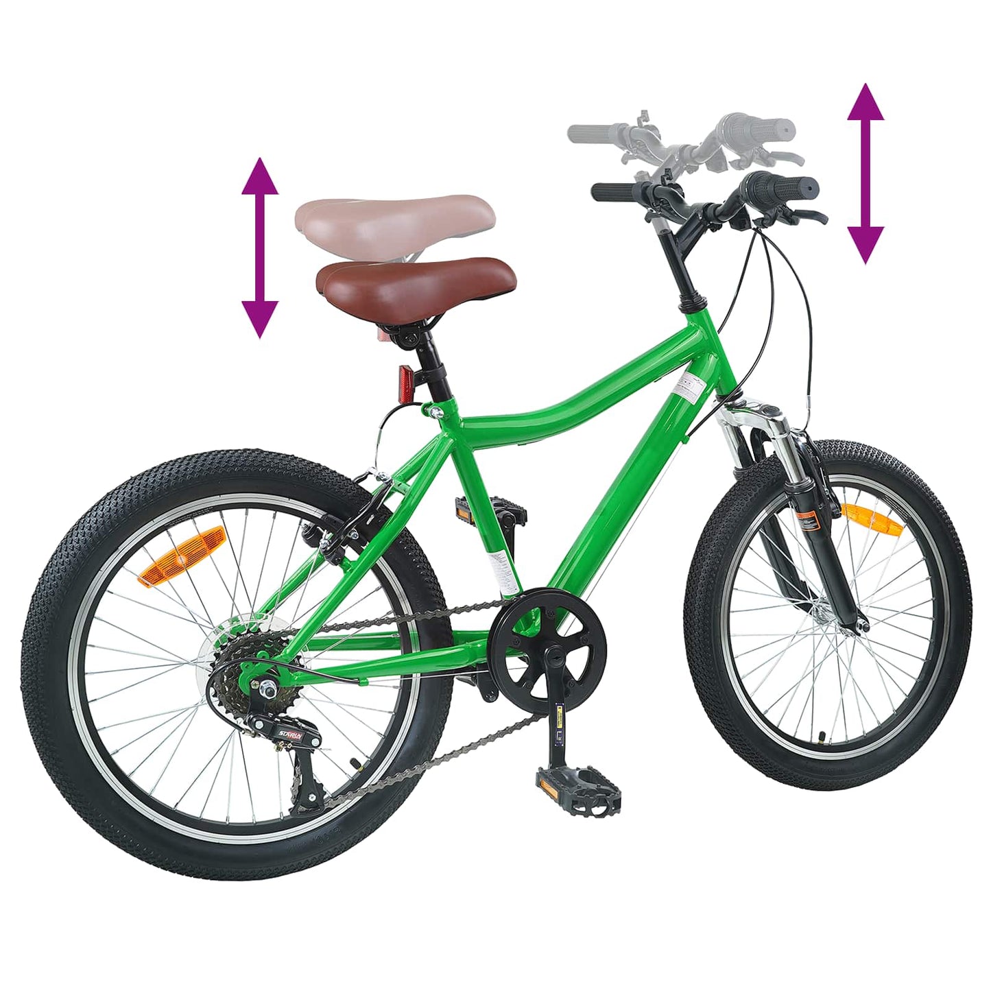 Kids Bike 24'' 6-Speed for 8-12 Years Old Green
