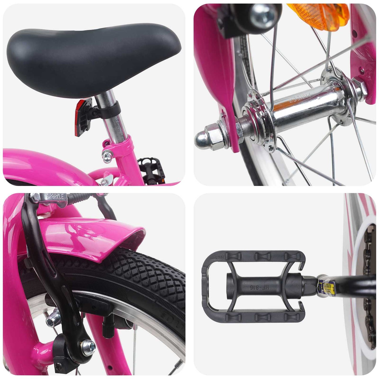 Kids Bike 16 Inches for 4-6 Years Old Dark Pink