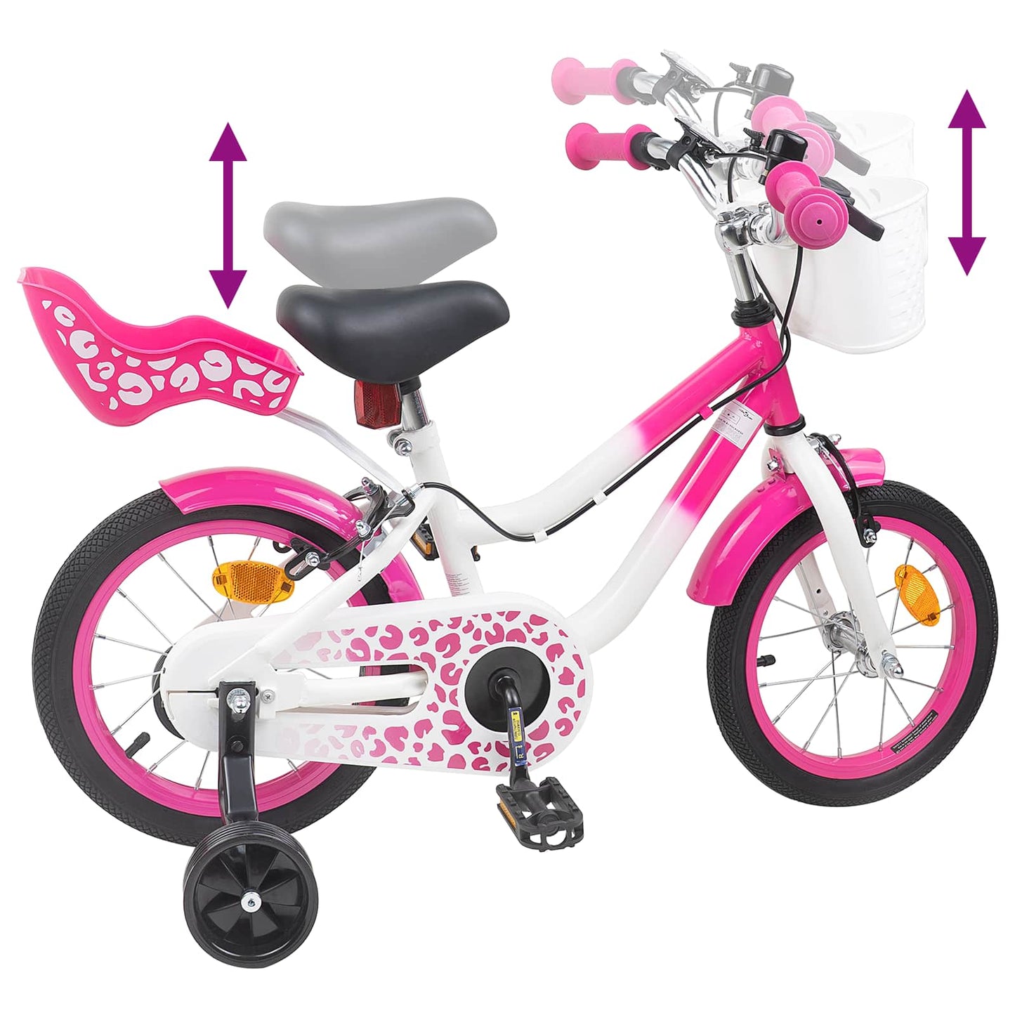 Kids Bike with Training Wheels 12 Inches for 2-4 Years Old Pink