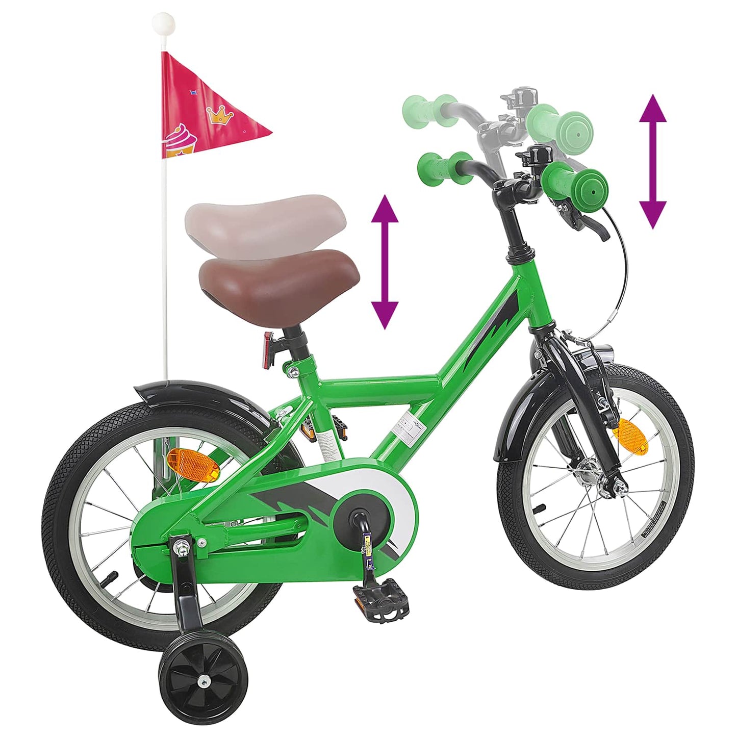 Kids Bike 12 Inches for 2-4 Years Old Green