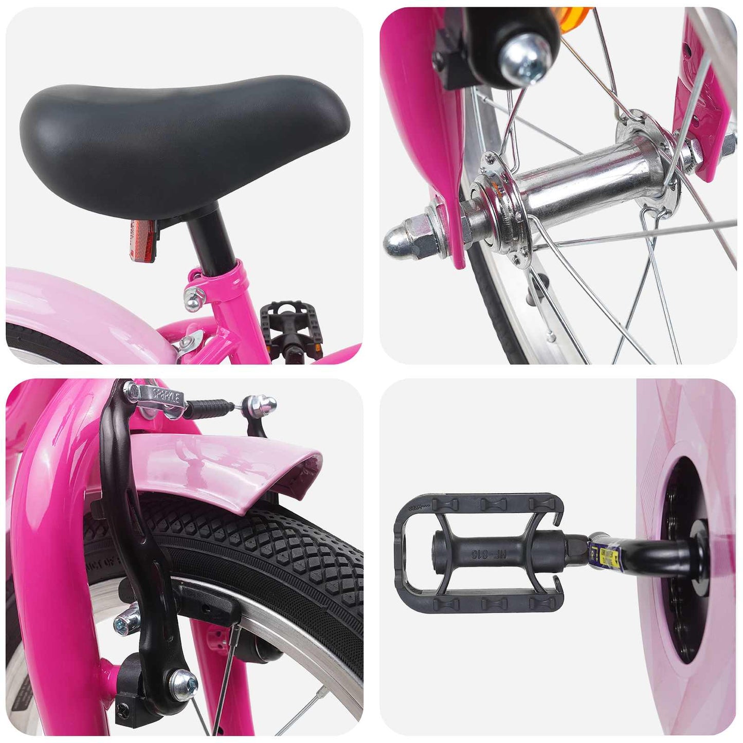 Kids Bike 14 Inches for 3-5 Years Old Dark Pink
