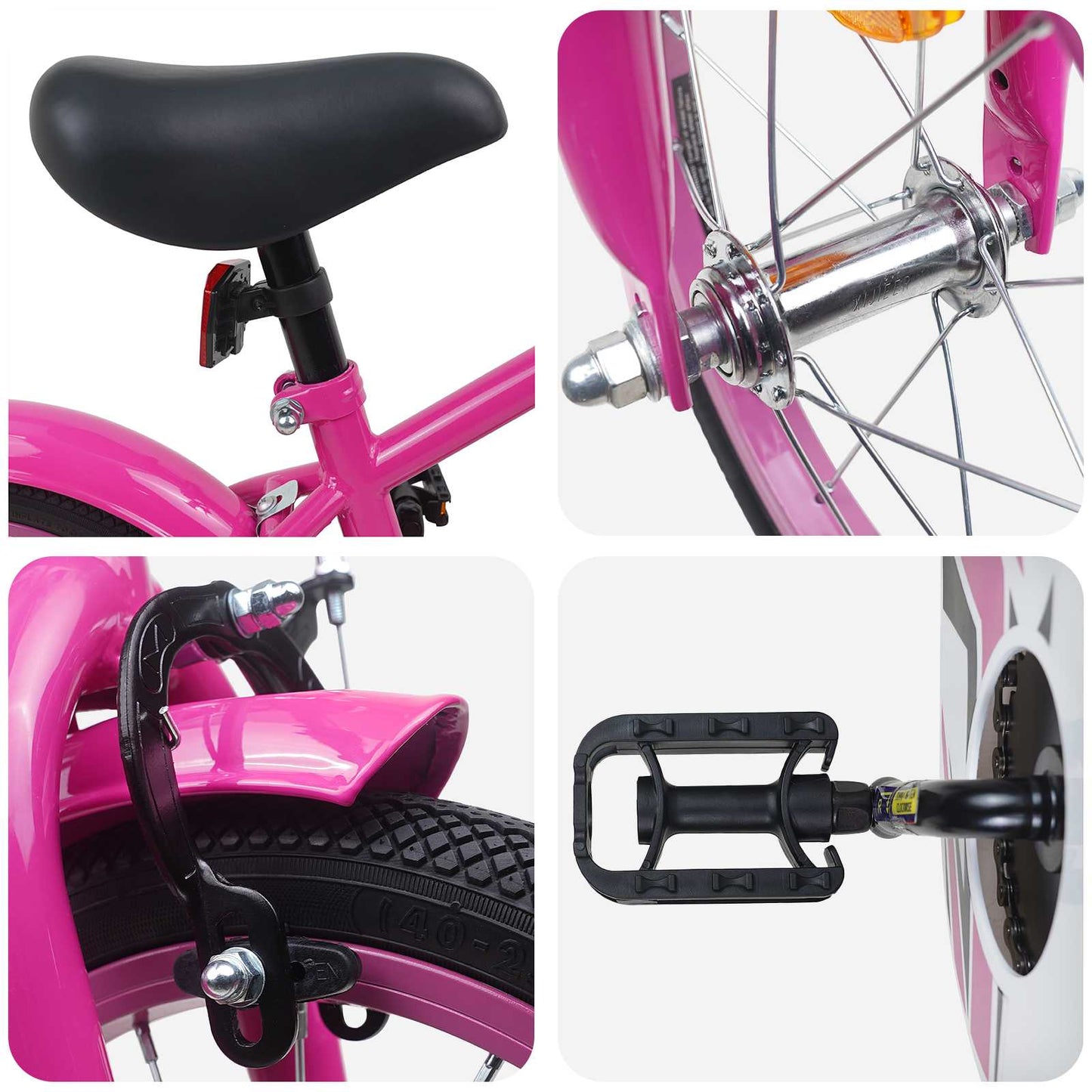 Kids Bike 14 Inches for 3-5 Years Old Dark Pink