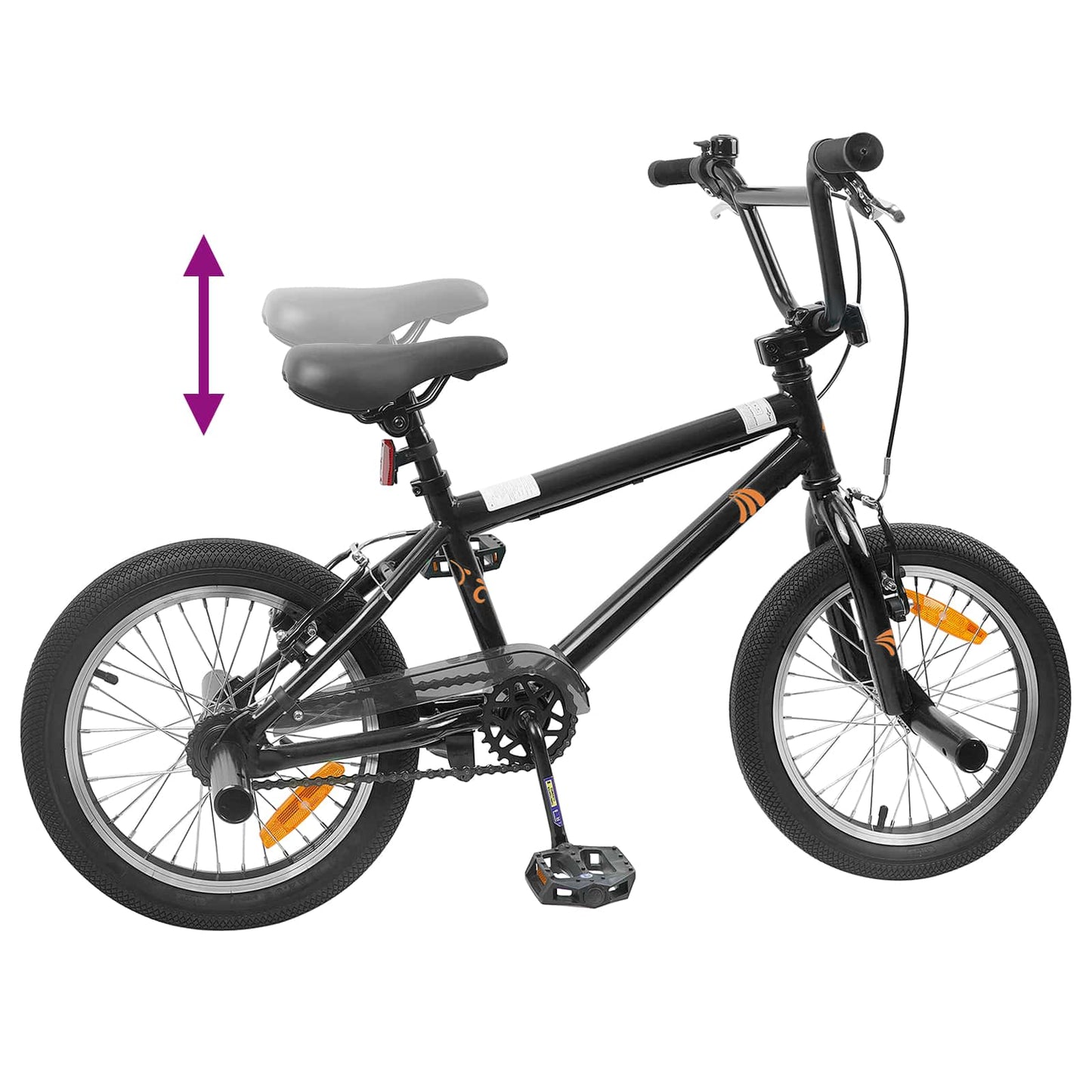 BMX Bike 18 Inches for 7-10 Years Old Black