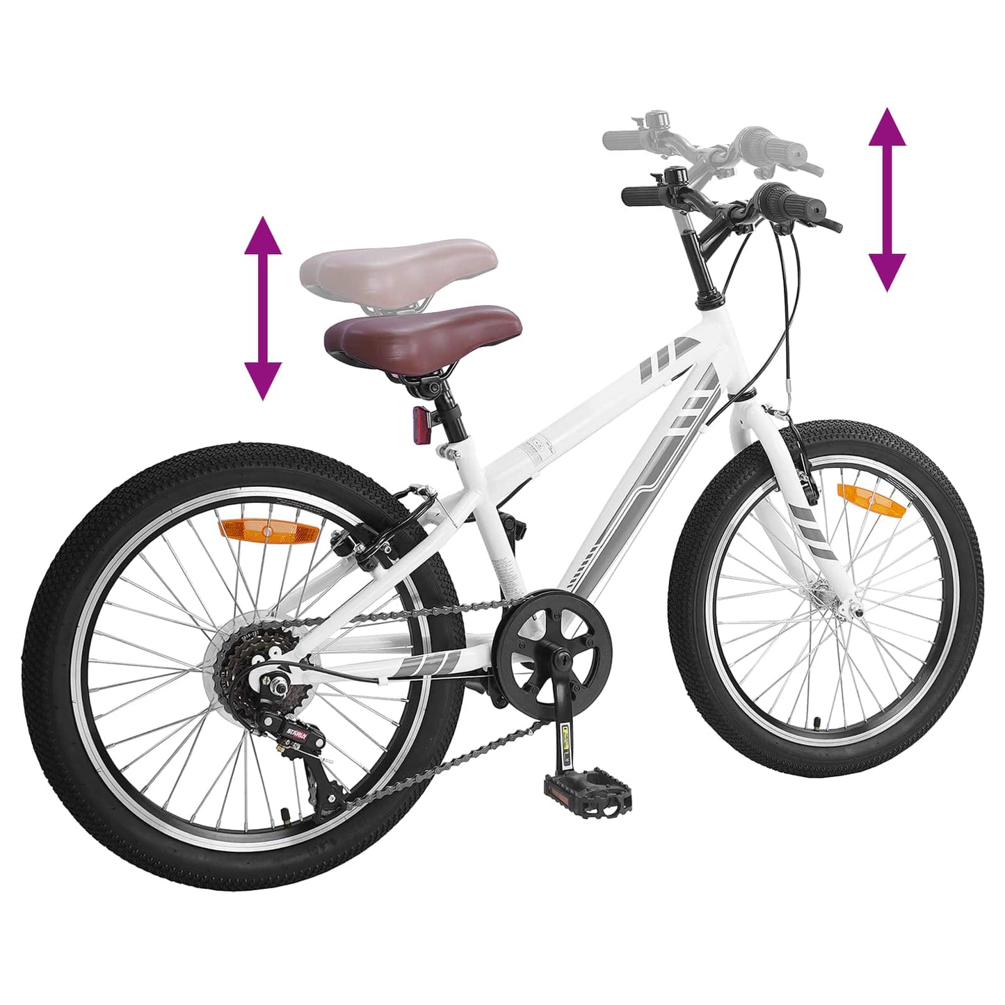 Mountain Bike 20'' 6-Speed for 5-8 Years Old White