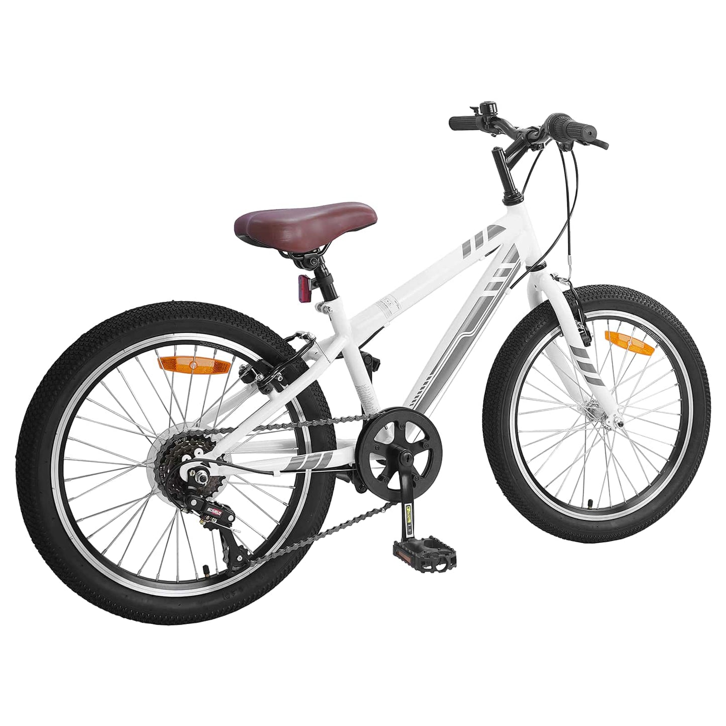 Mountain Bike 24'' 6-Speed for 8-12 Years Old White