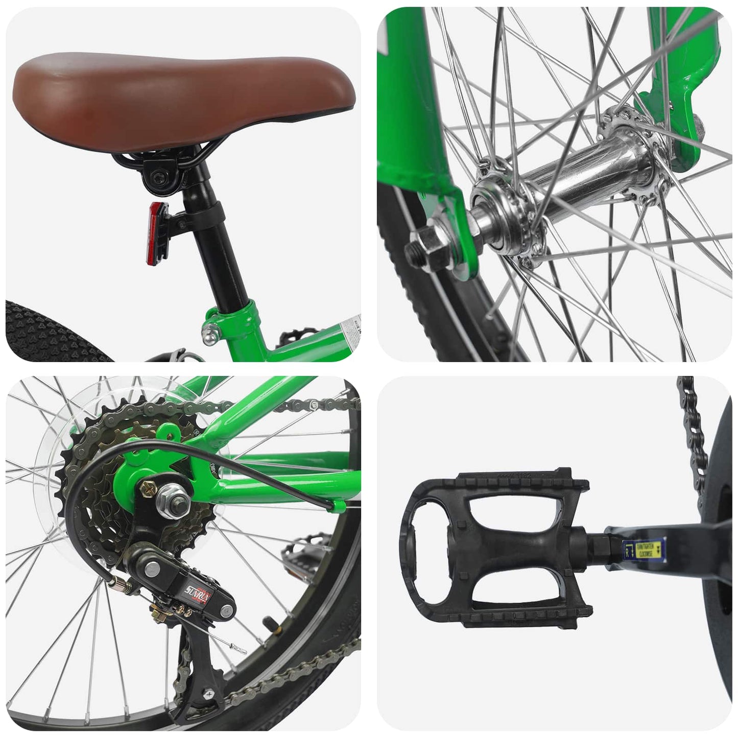 Mountain Bike 20'' 6-Speed for 5-8 Years Old Green