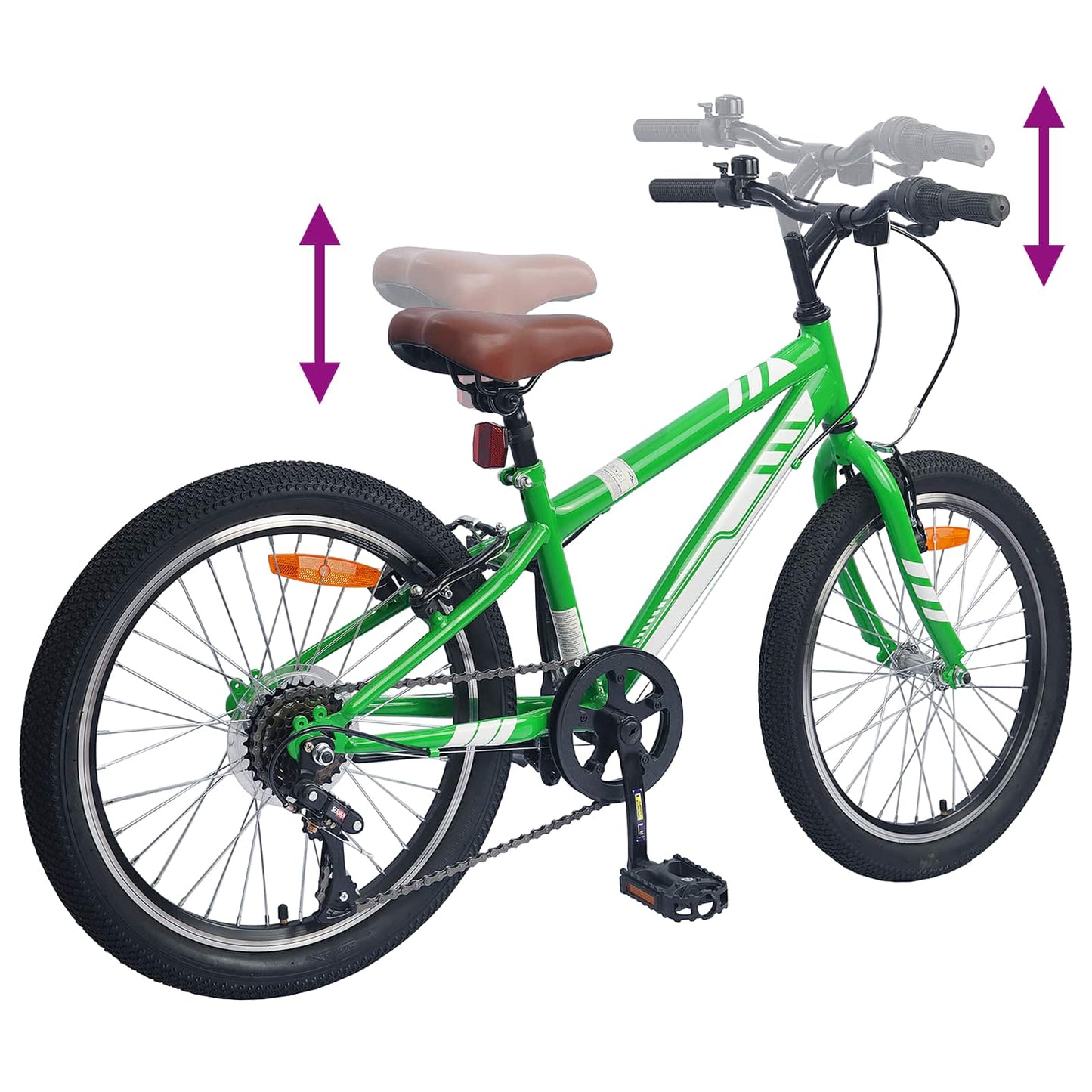 Mountain Bike 24'' 6-Speed for 8-12 Years Old Green