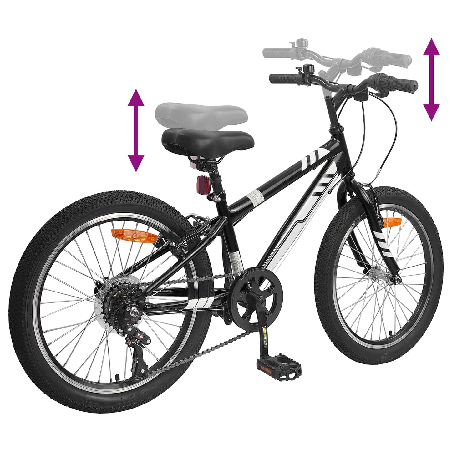 Mountain Bike 20'' 6-Speed for 5-8 Years Old Black