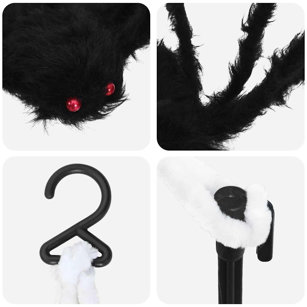 Halloween Spider Decoration with Webs 4 pcs Black and white