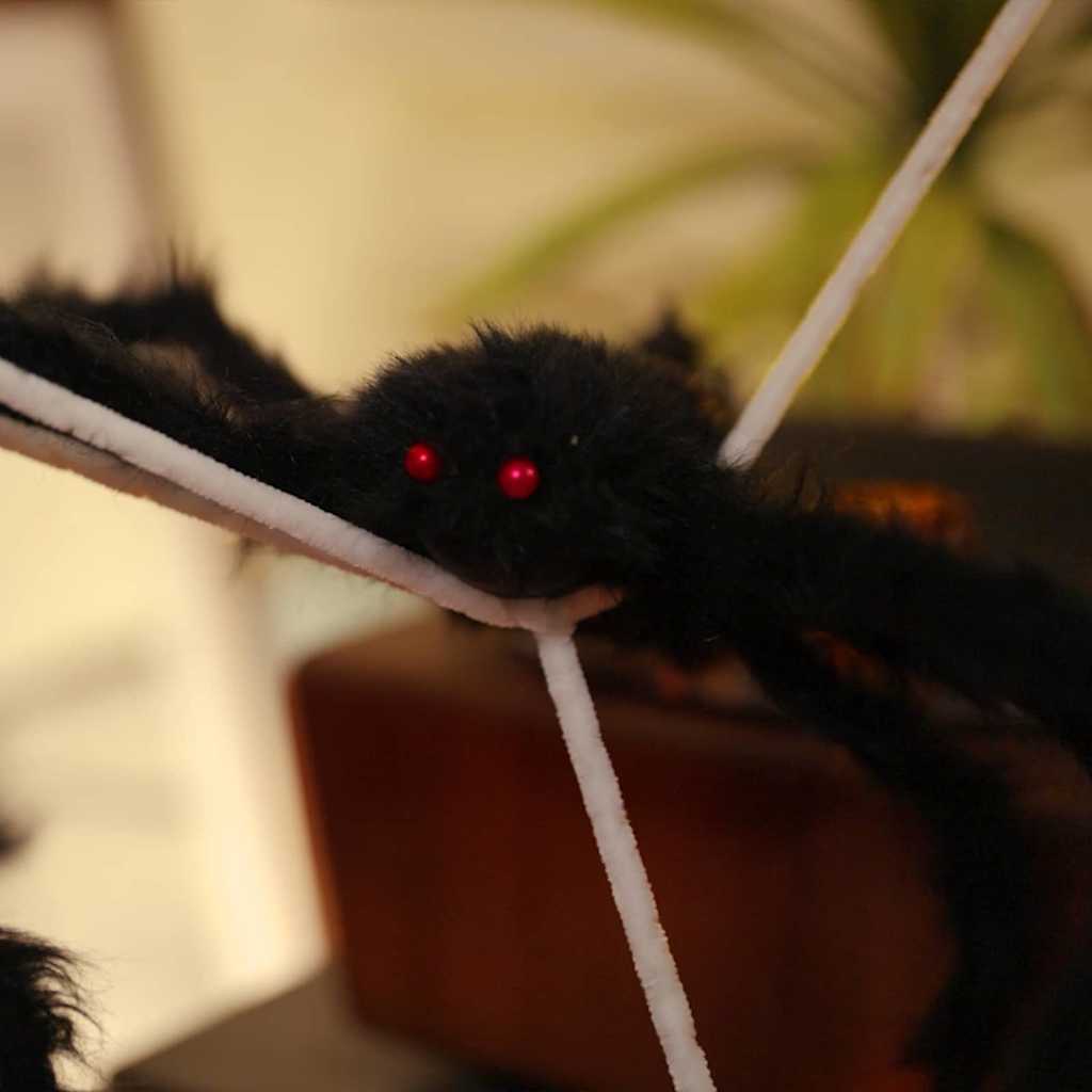 Halloween Spider Decoration with Webs 4 pcs Black and white
