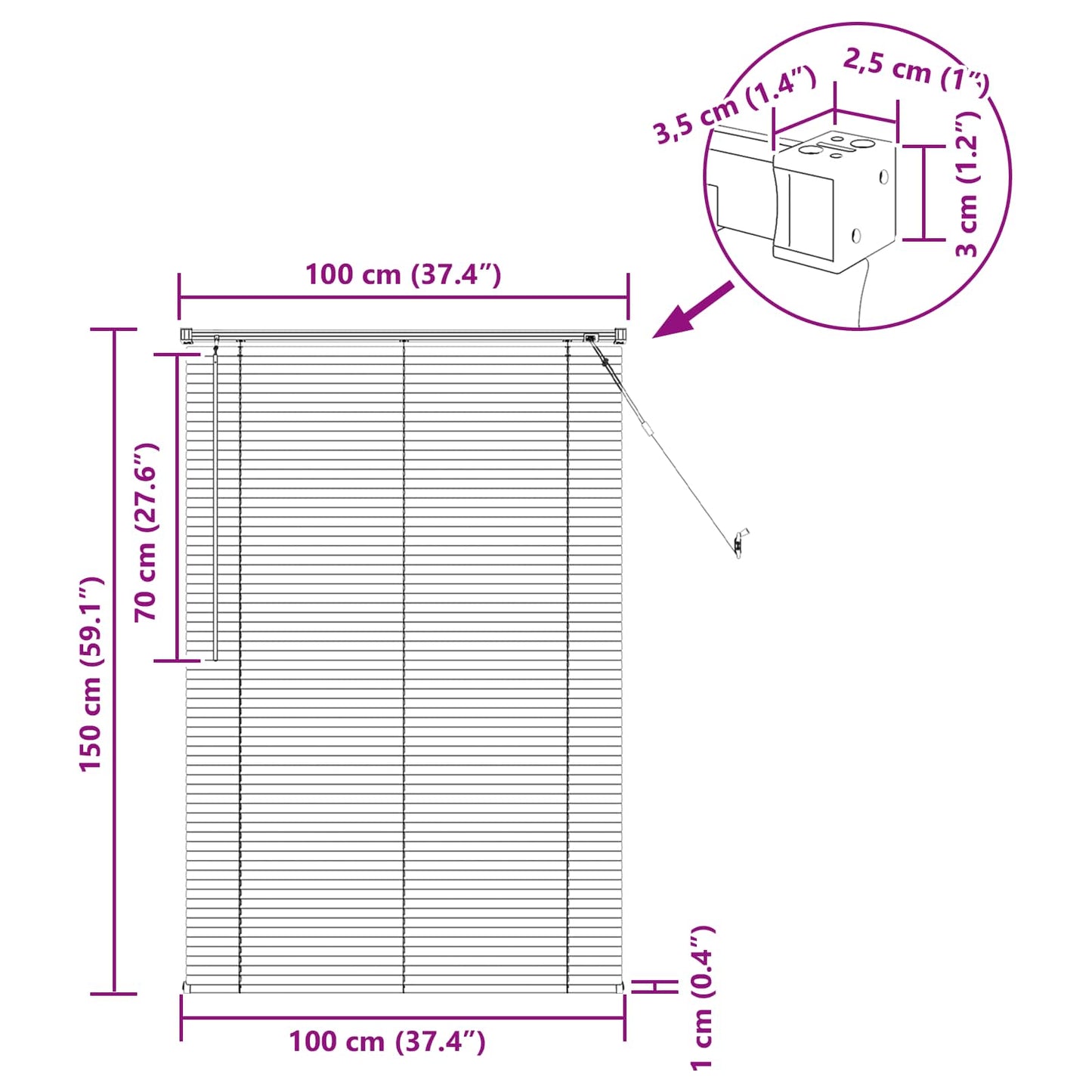Venetian Blind Silver Grey 150 x 100 cm PVC