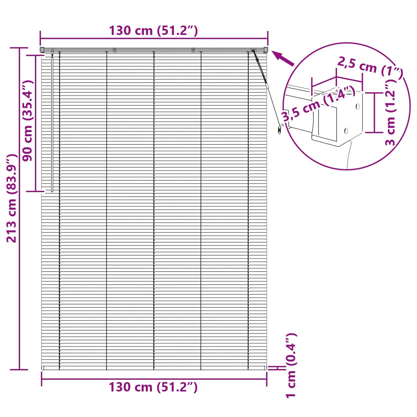 Venetian Blind Silver Grey 213 x 130 cm PVC