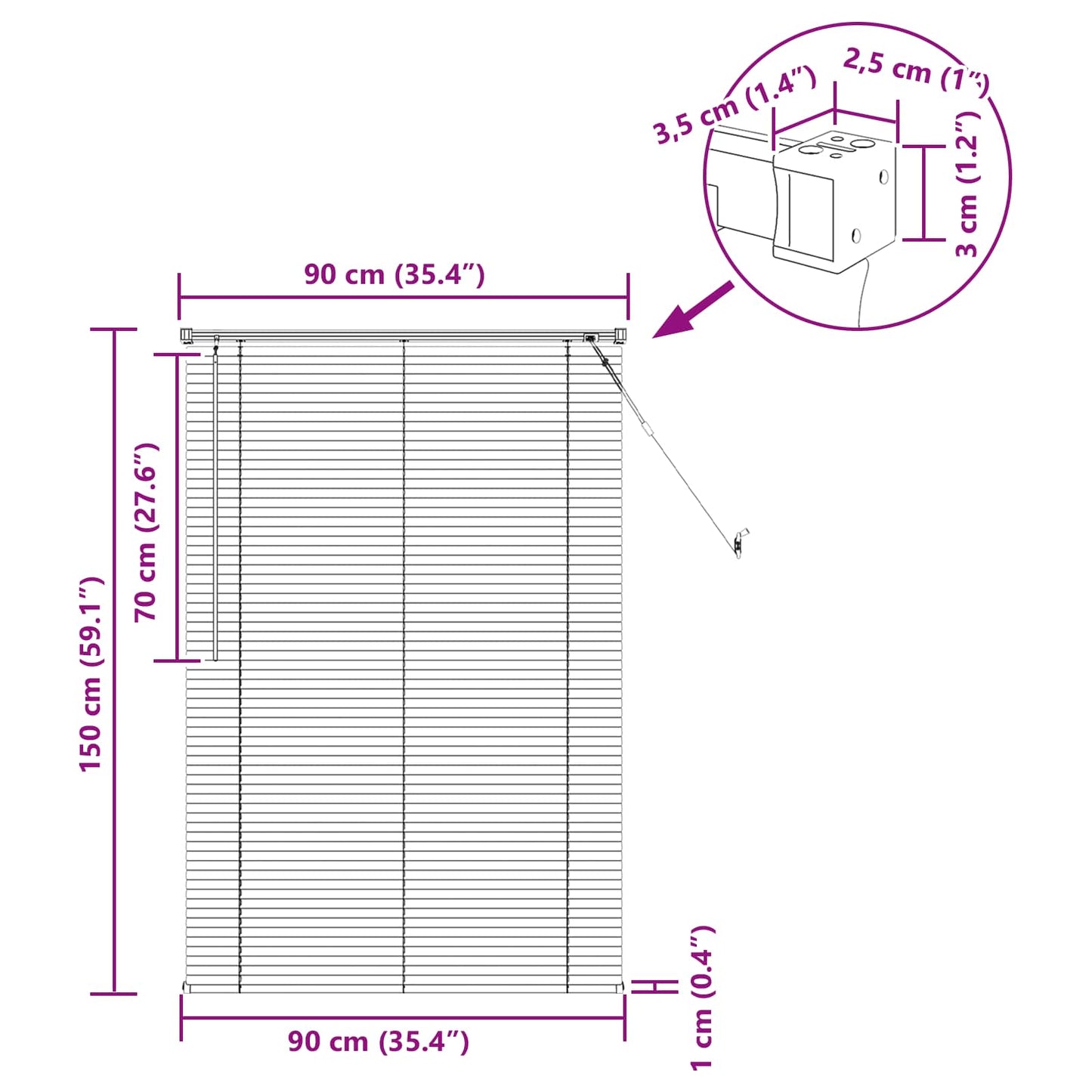 Venetian Blind White 150 x 90 cm PVC