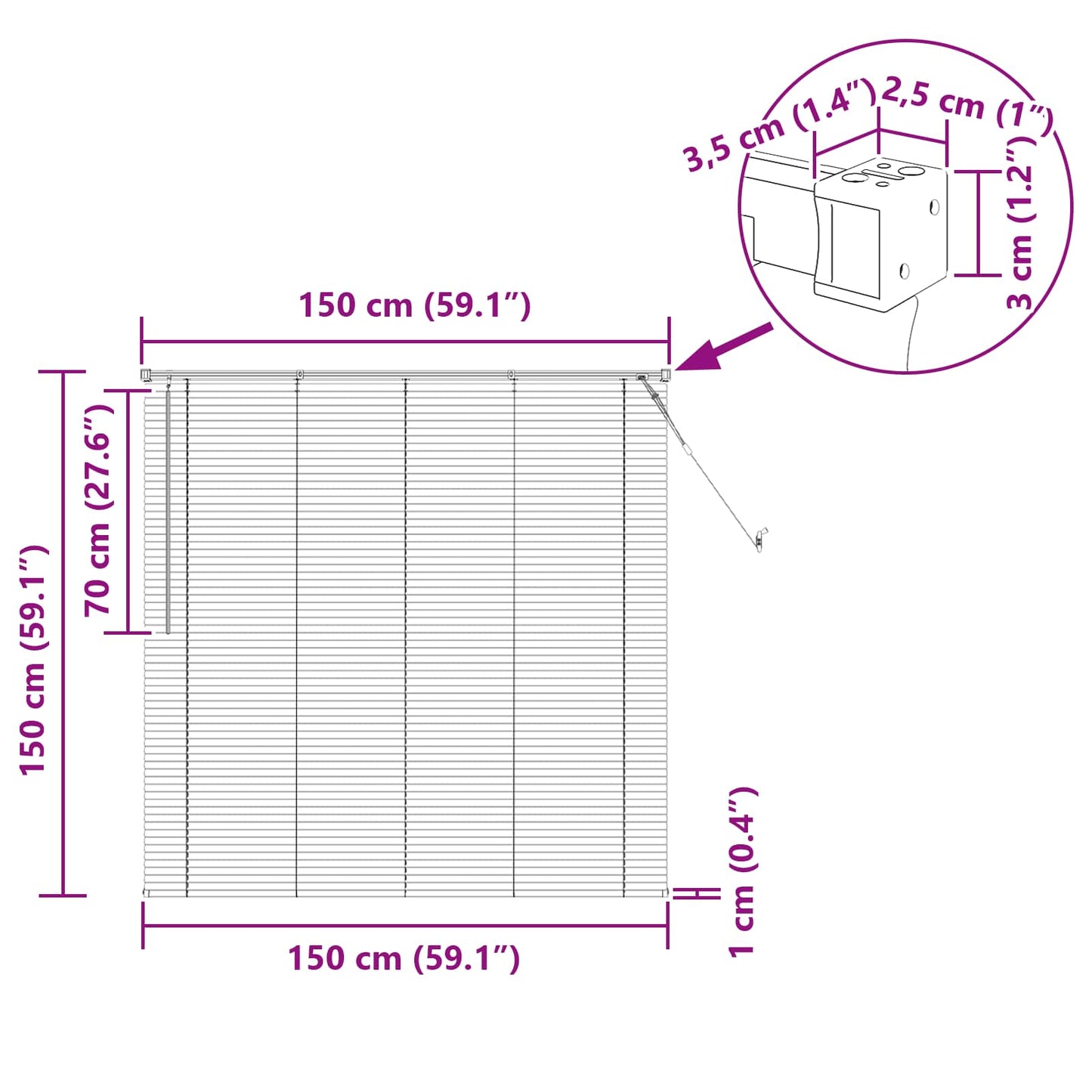 Venetian Blind White 150 x 150 cm 25 mm PVC