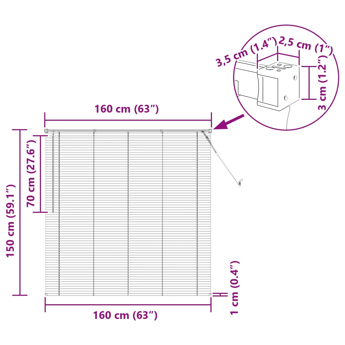 Venetian Blind White 150 x 160 cm PVC