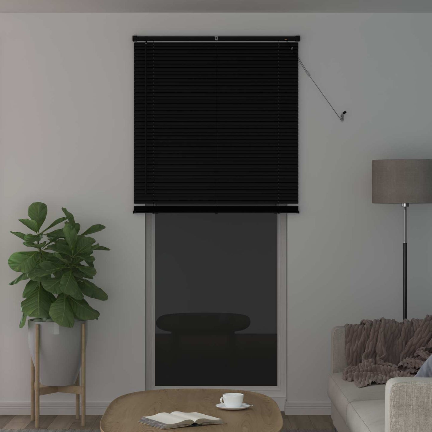 Venetian Blind Black 213 x 90 cm 25 mm PVC