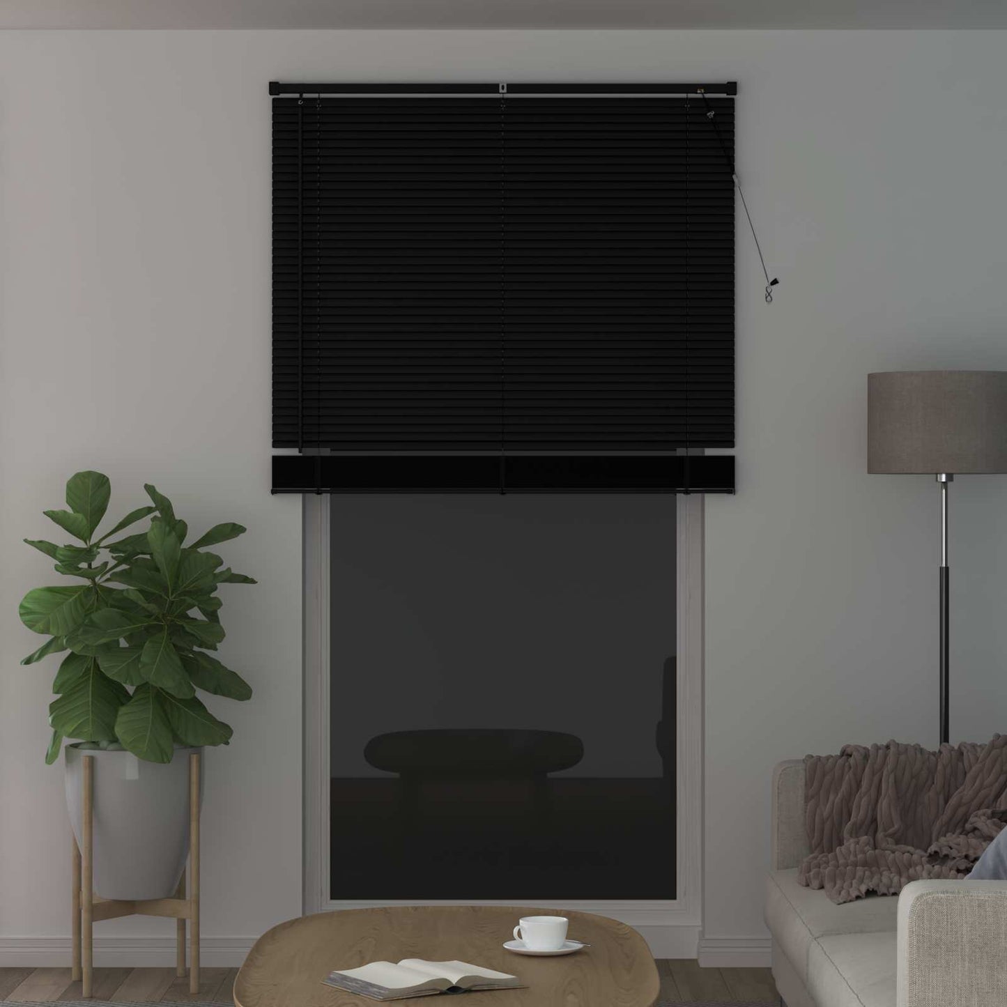 Venetian Blind Black 213 x 120 cm 25 mm PVC