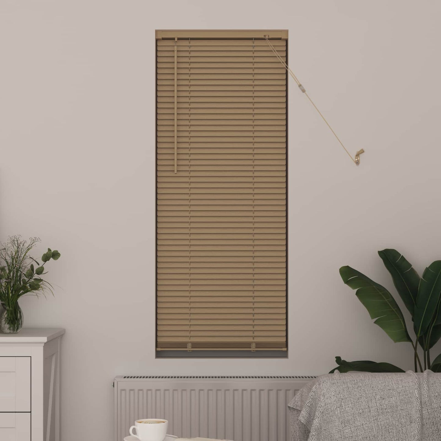 Venetian Blind Light Brown with Pattern 150 x 50 cm 25 mm PVC