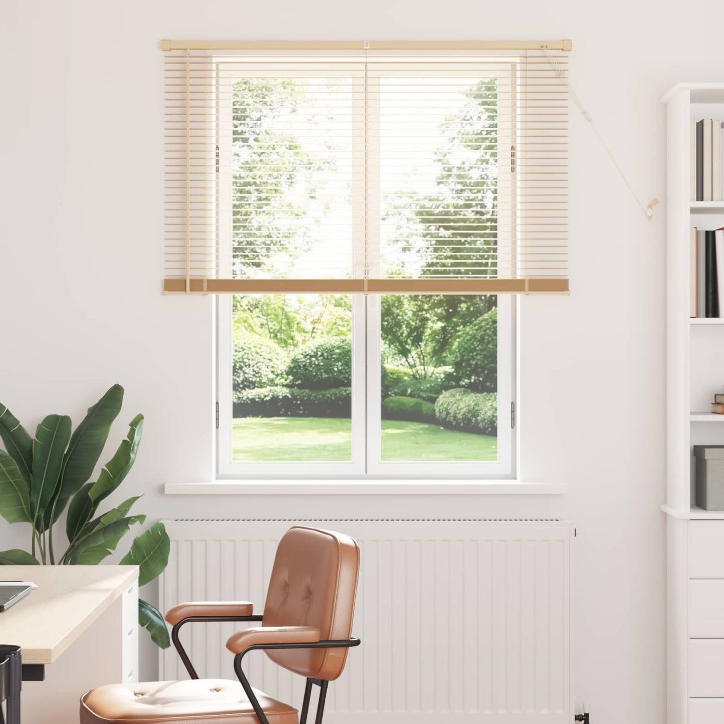 Venetian Blind Light Brown with Pattern 150 x 120 cm 25 mm PVC