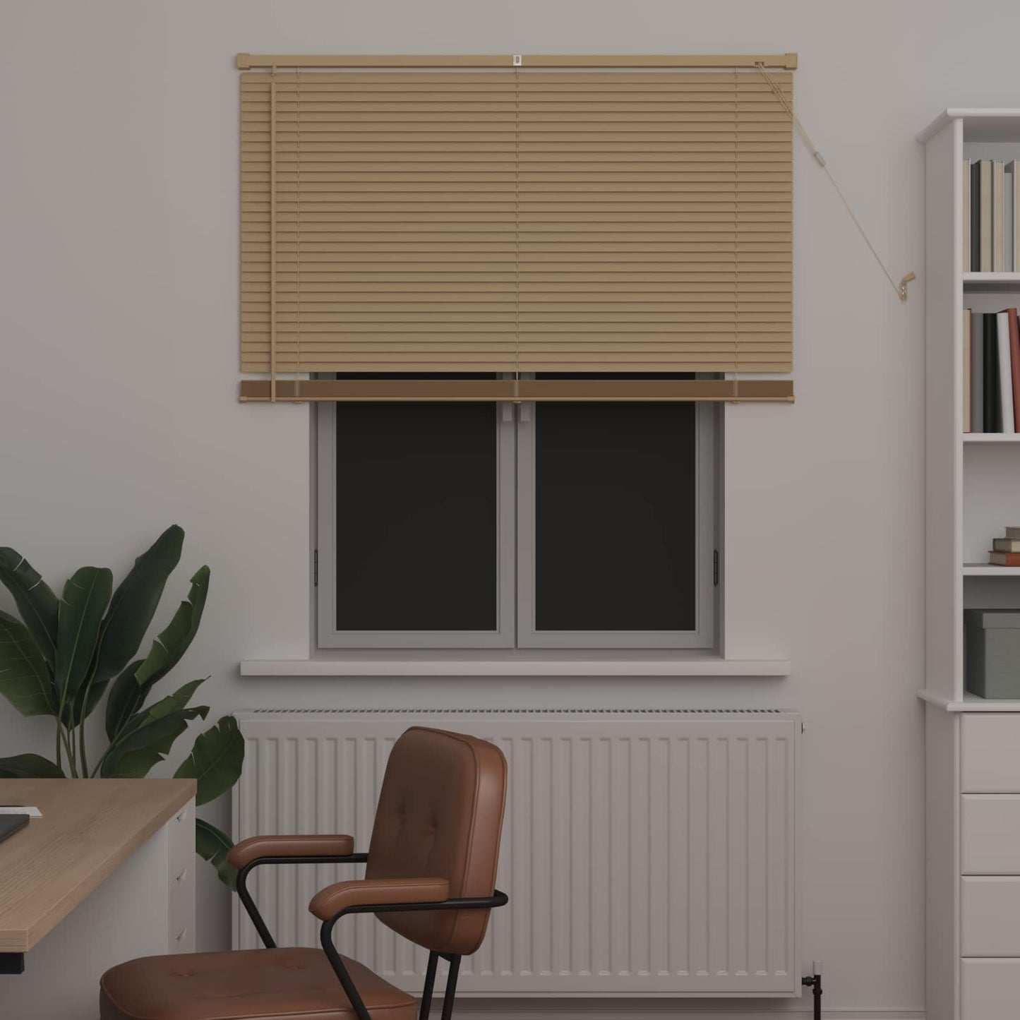 Venetian Blind Light Brown with Pattern 150 x 120 cm 25 mm PVC