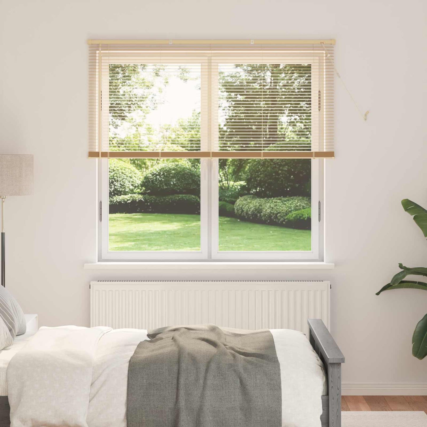 Venetian Blind Light Brown with Pattern 150 x 130 cm 25 mm PVC