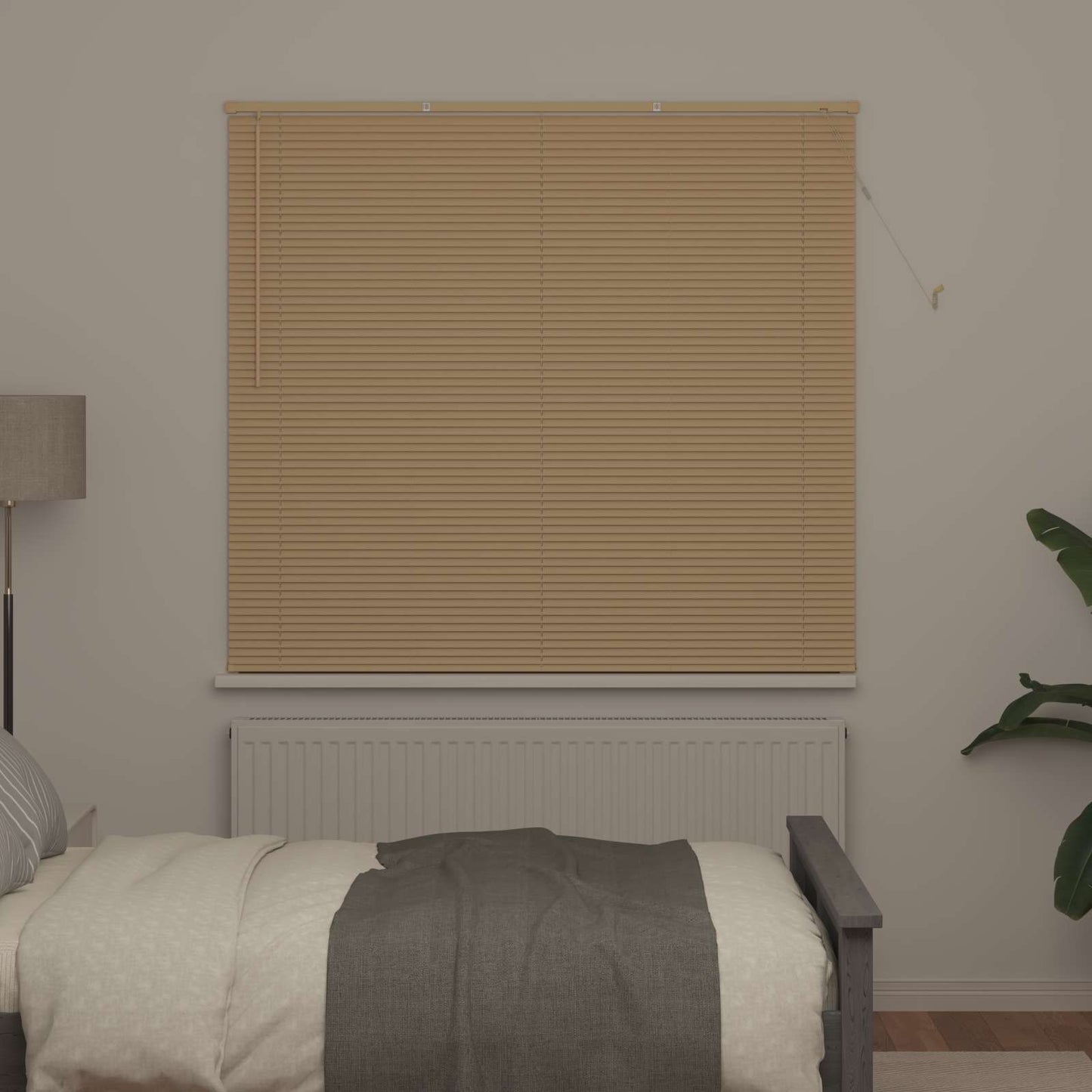 Venetian Blind Light Brown with Pattern 150 x 150 cm 25 mm PVC