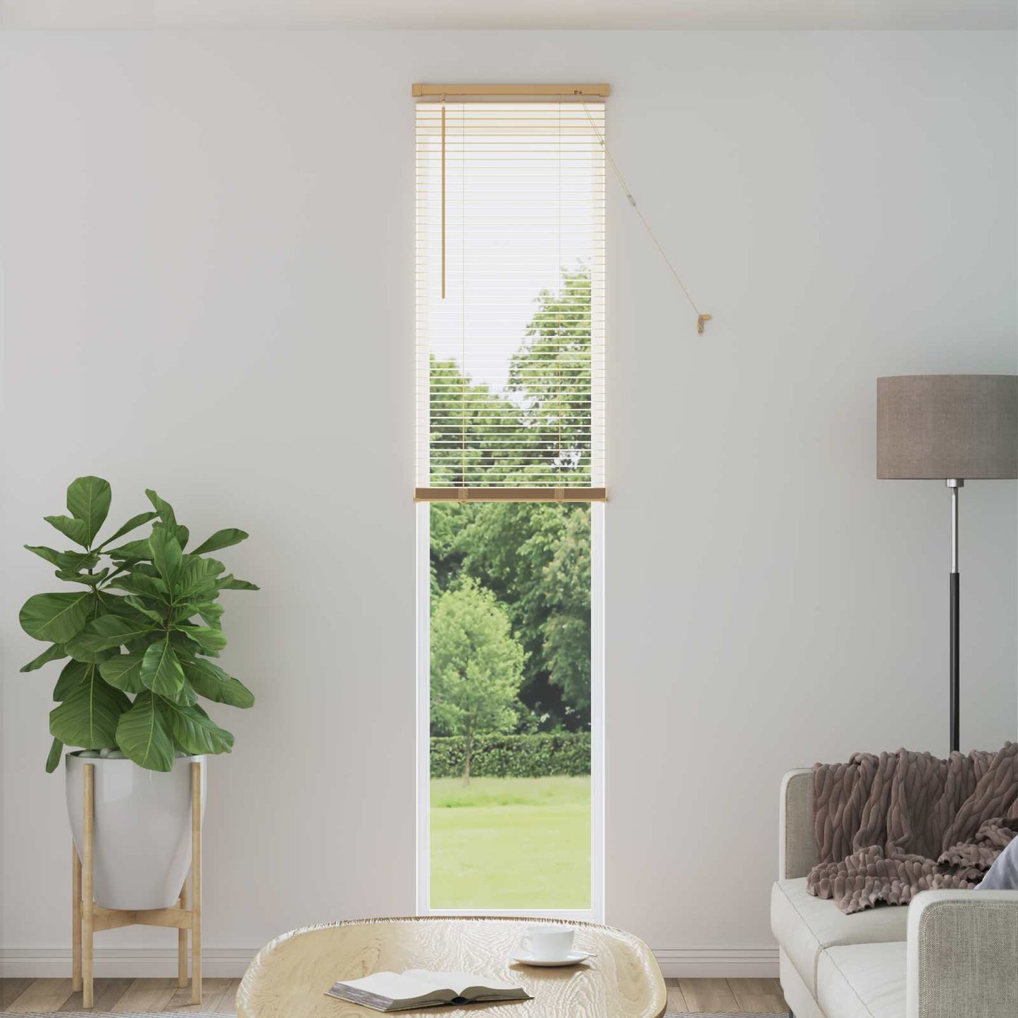Venetian Blind Light Brown with Pattern 213 x 60 cm 25 mm PVC