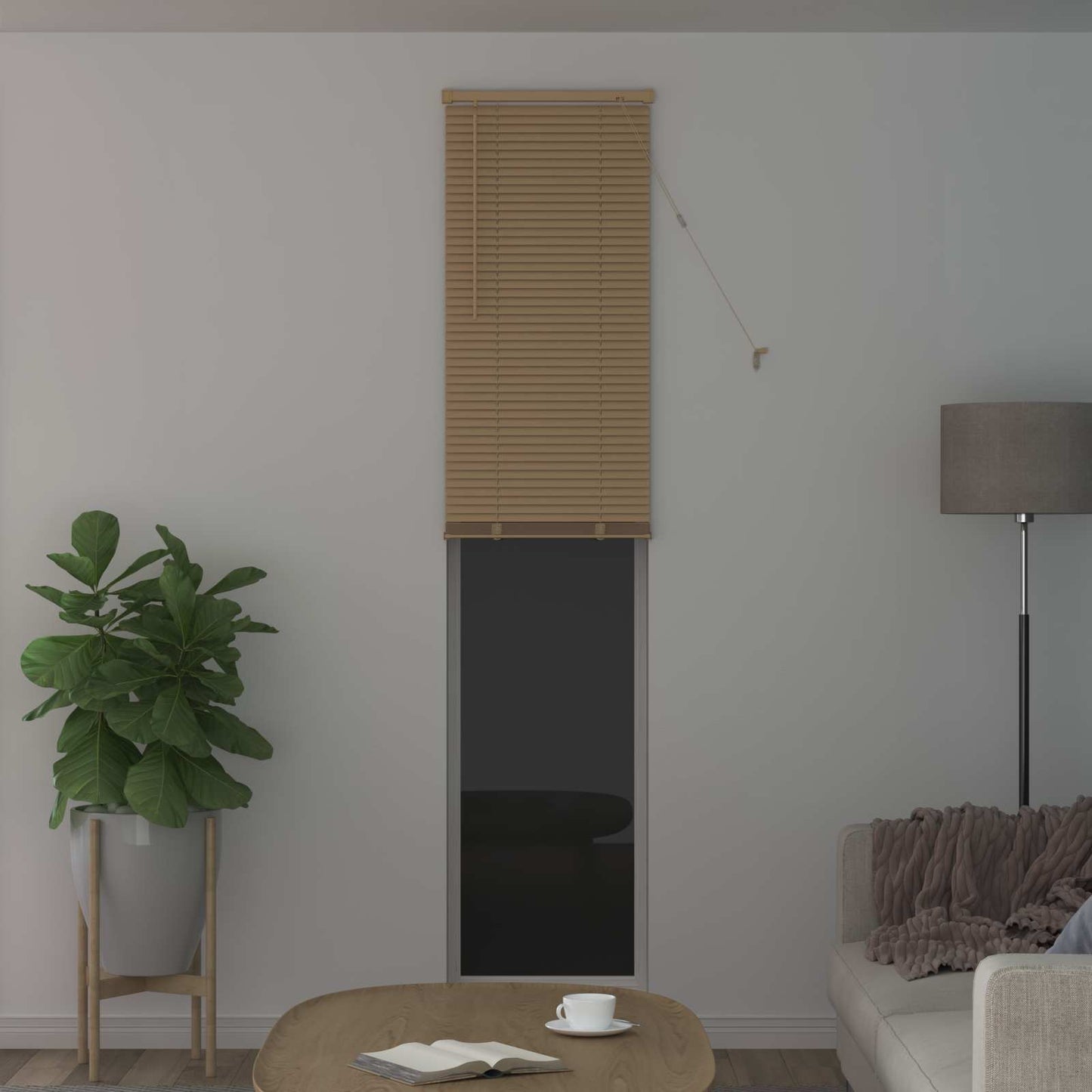 Venetian Blind Light Brown with Pattern 213 x 60 cm 25 mm PVC