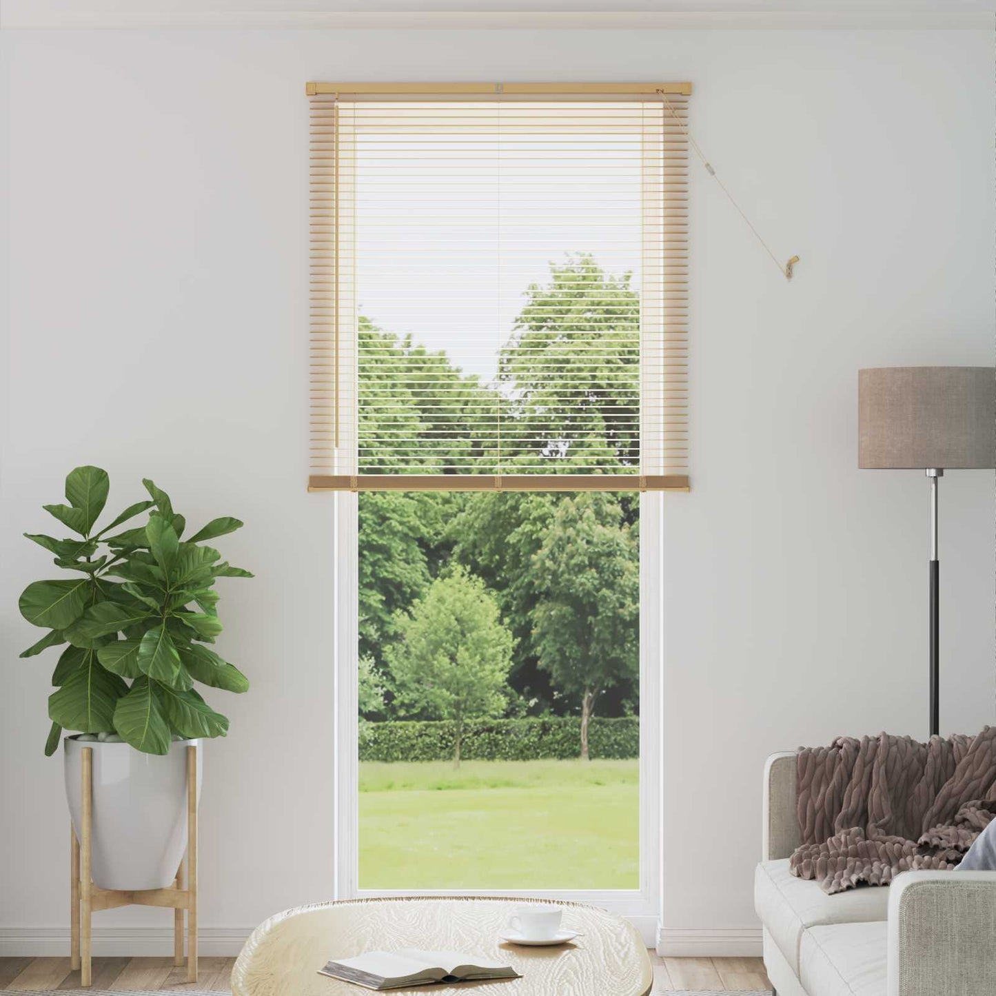 Venetian Blind Light Brown with Pattern 213 x 70 cm 25 mm PVC