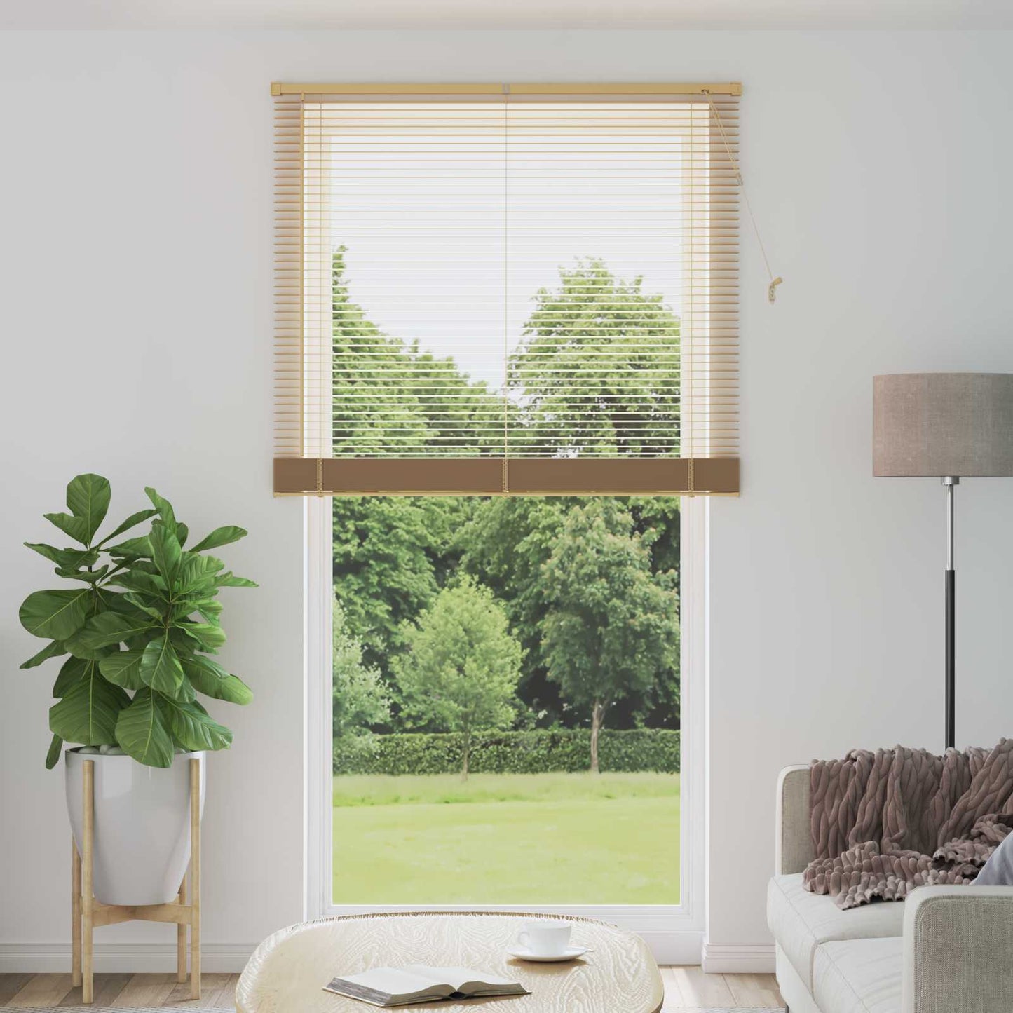 Venetian Blind Light Brown with Pattern 213 x 120 cm 25 mm PVC