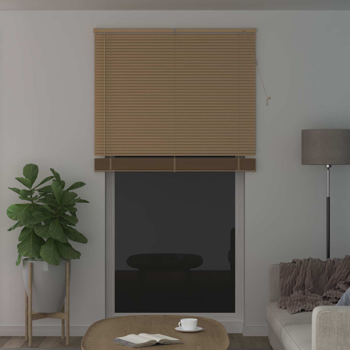 Venetian Blind Light Brown with Pattern 213 x 120 cm 25 mm PVC