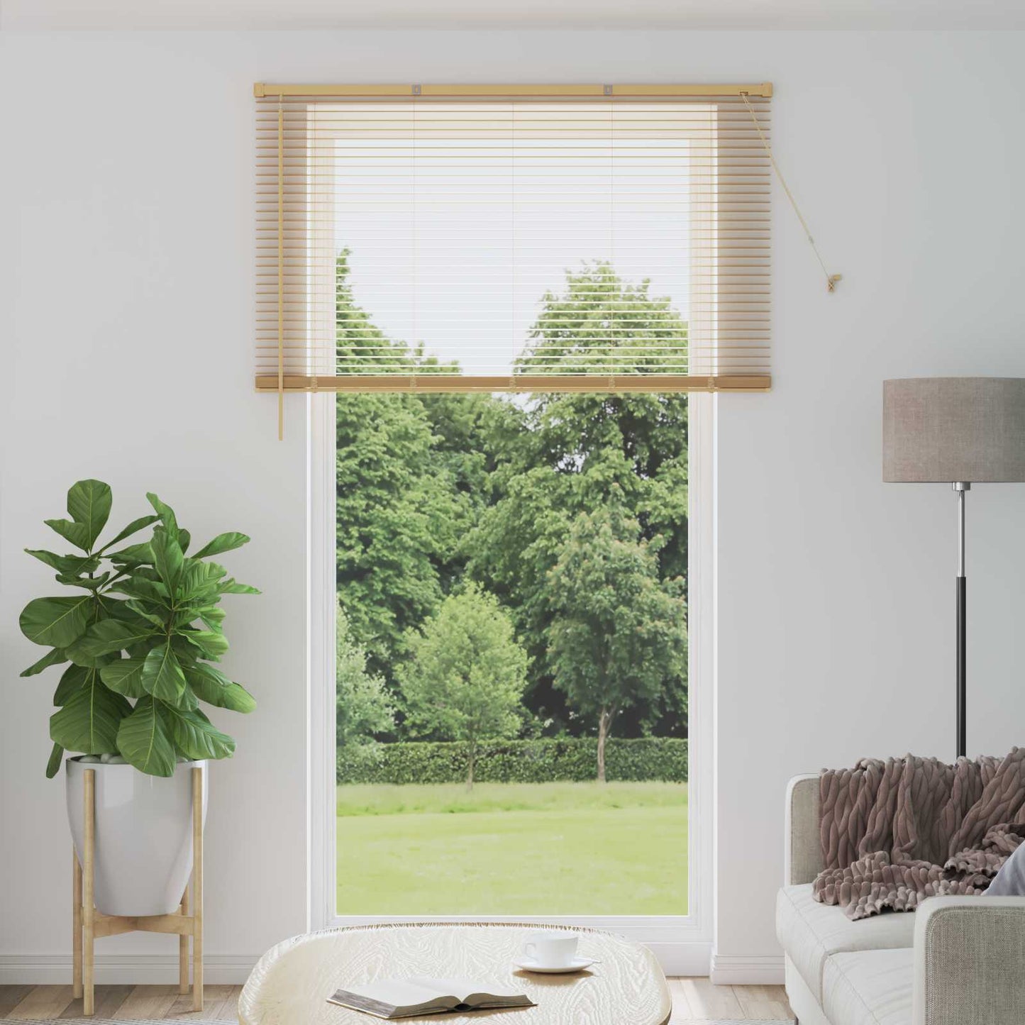 Venetian Blind Light Brown with Pattern 213 x 130 cm 25 mm PVC