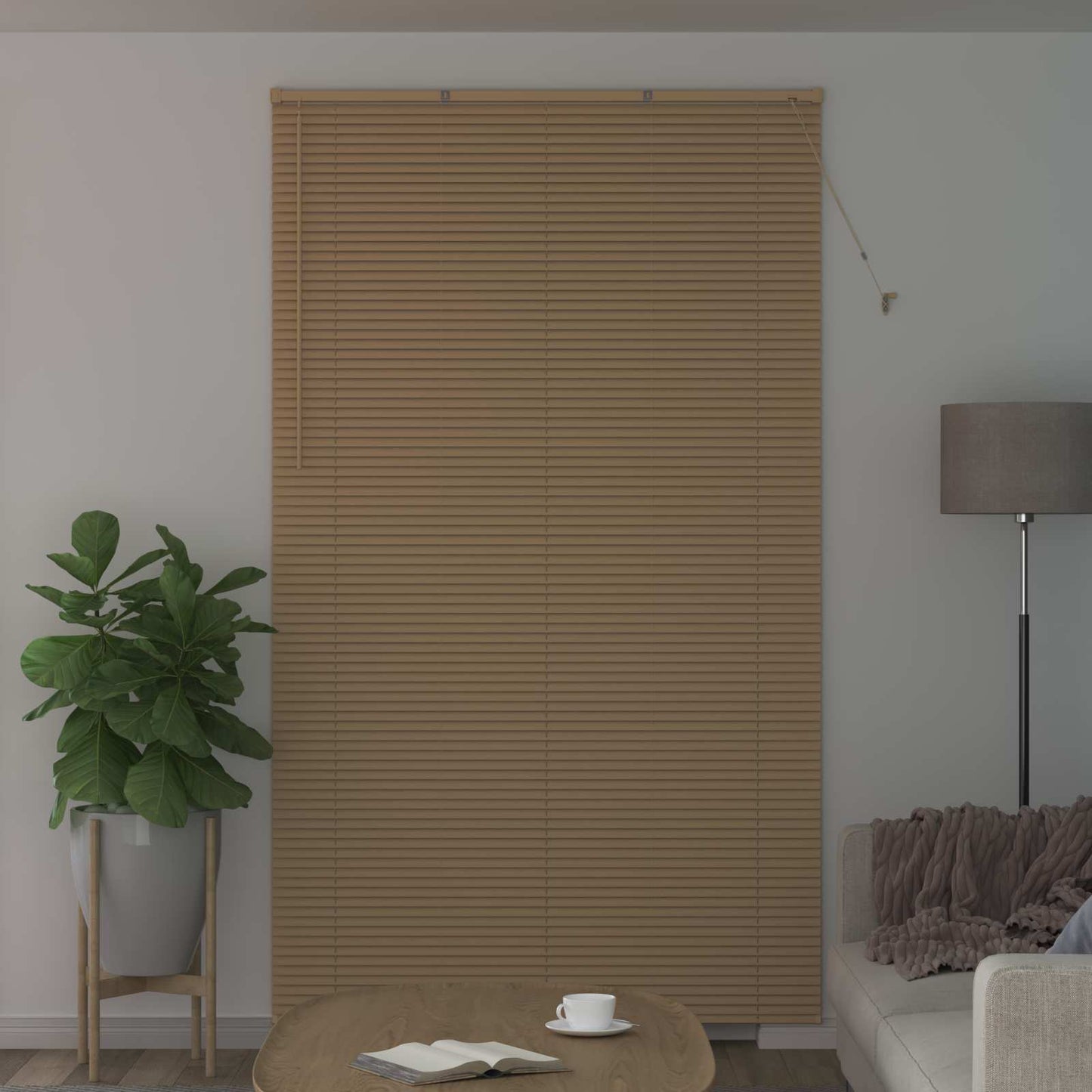 Venetian Blind Light Brown with Pattern 213 x 160 cm 25 mm PVC